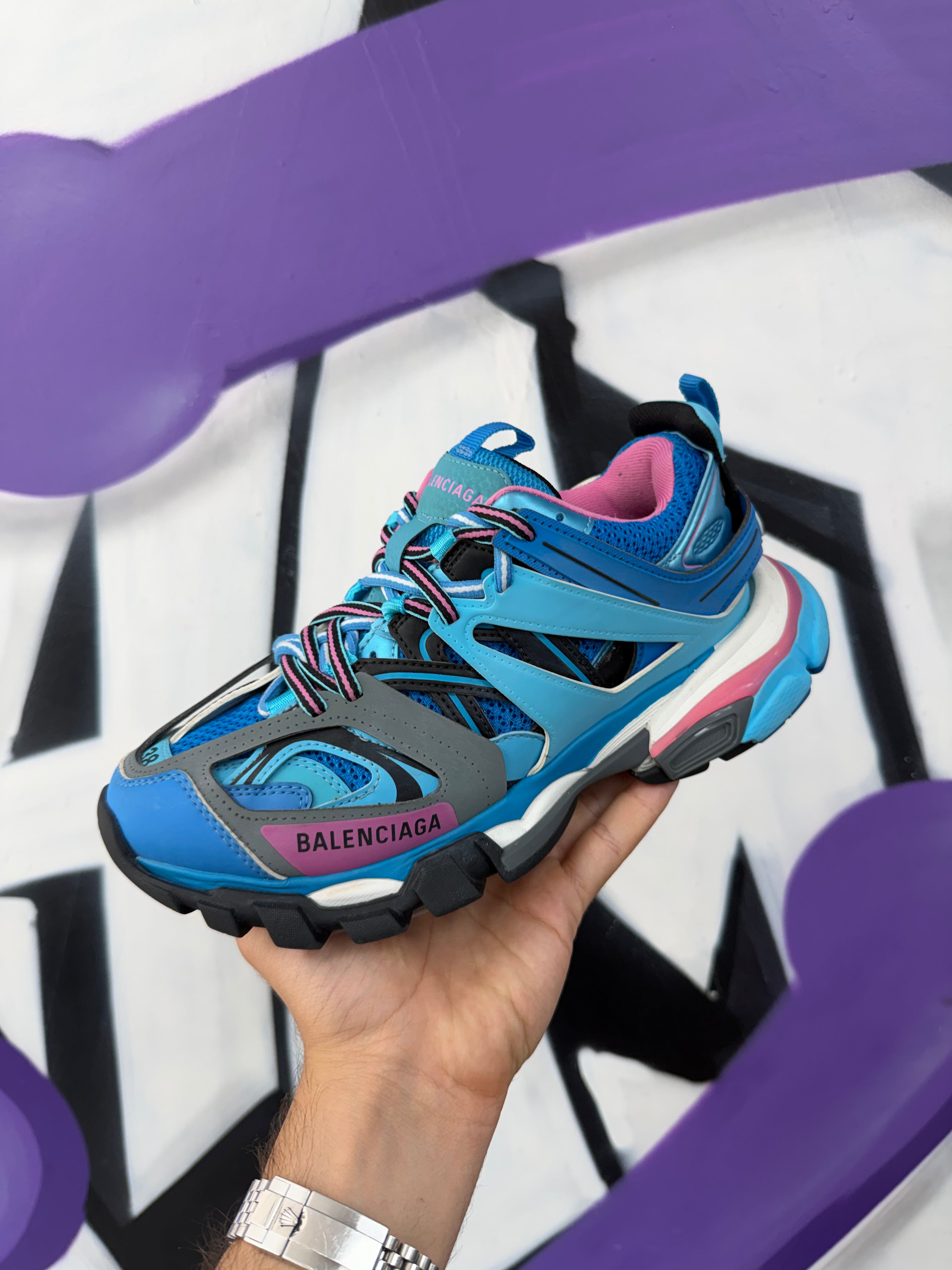 Balenciaga Blue Pink Track Sneakers