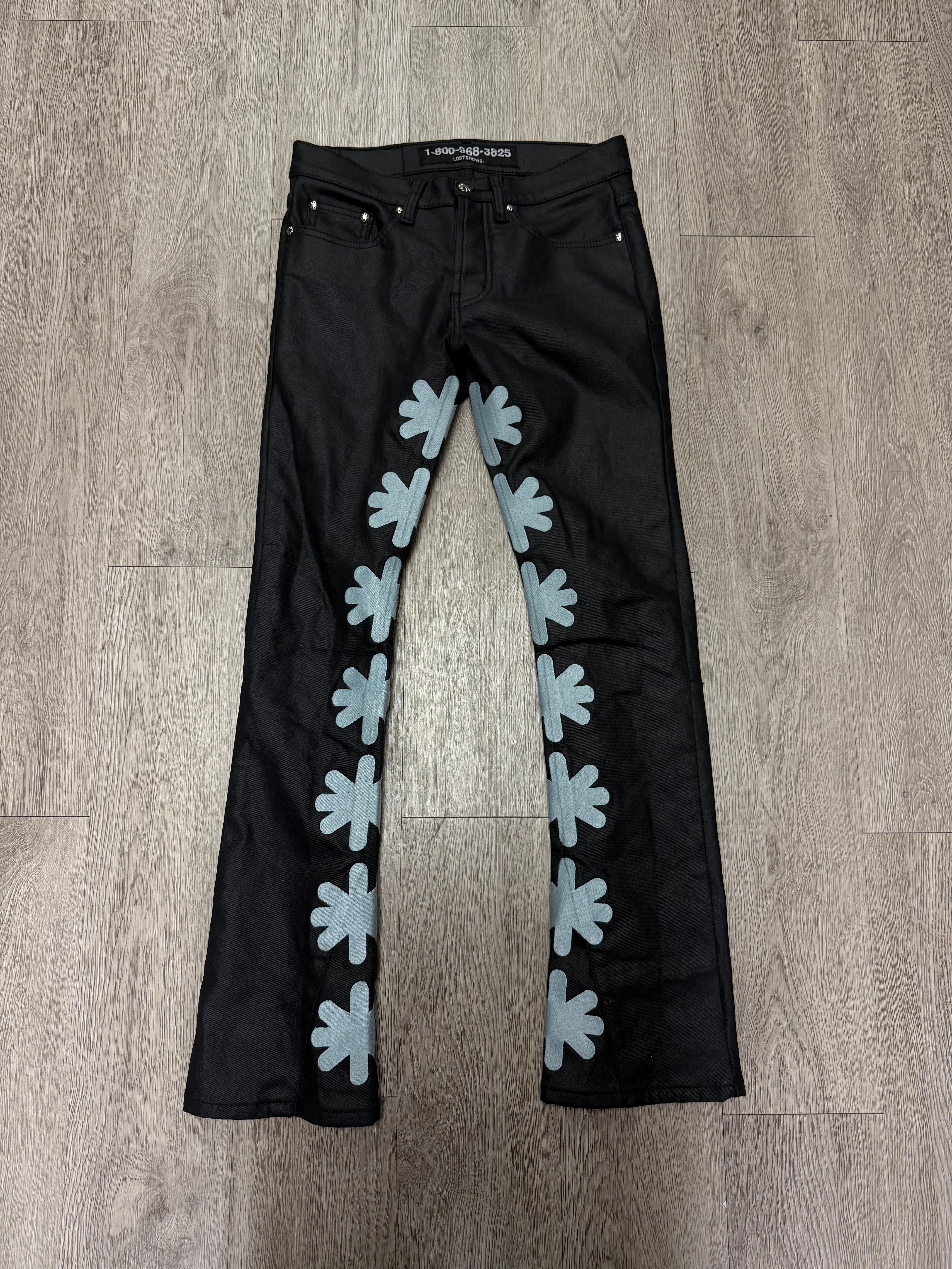 LOST SHDWS Black Baby Blue Wax Jeans