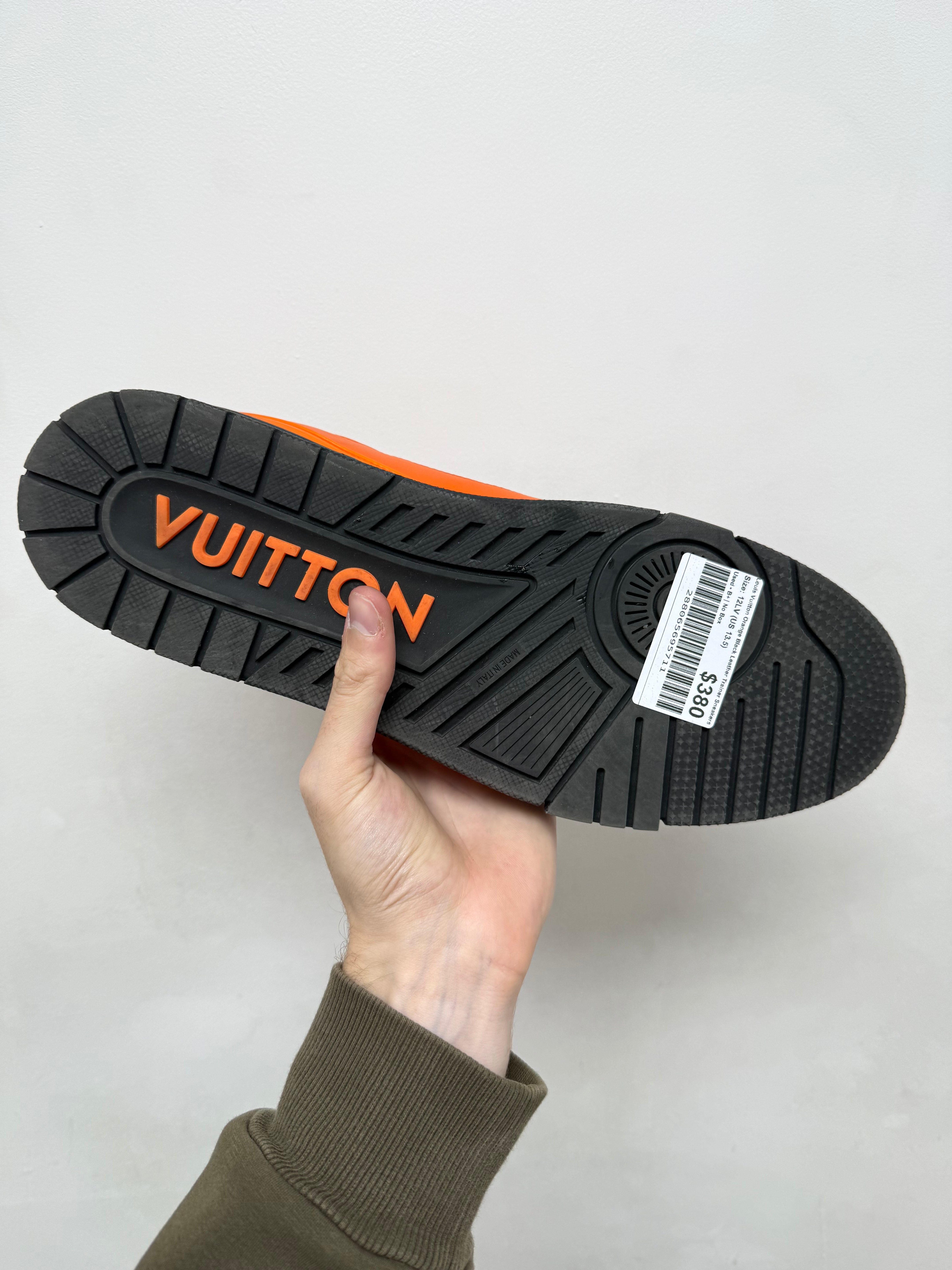 Louis Vuitton Orange Black Leather Trainer Sneakers