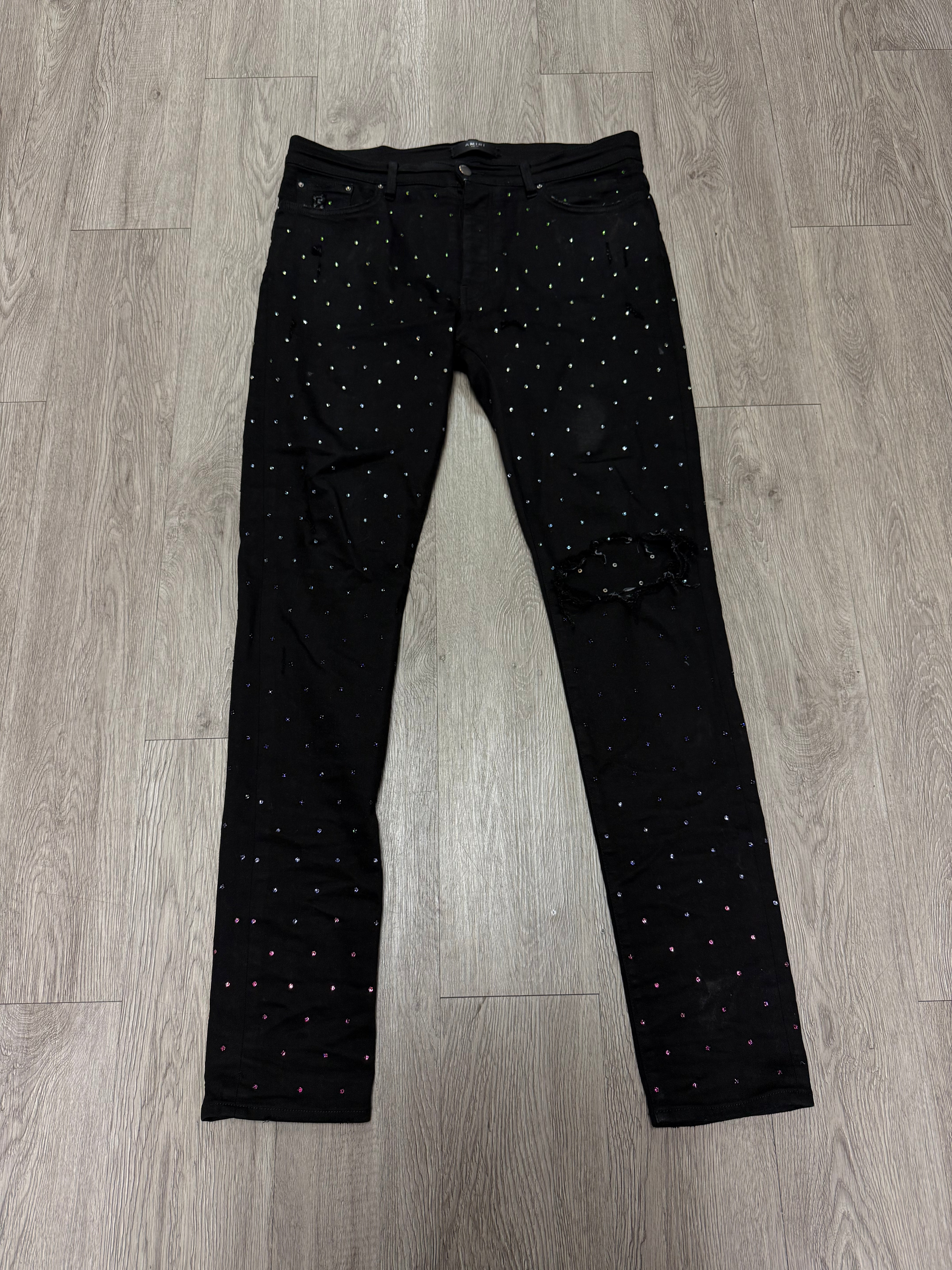 Amiri Black Studded Thrasher Jeans
