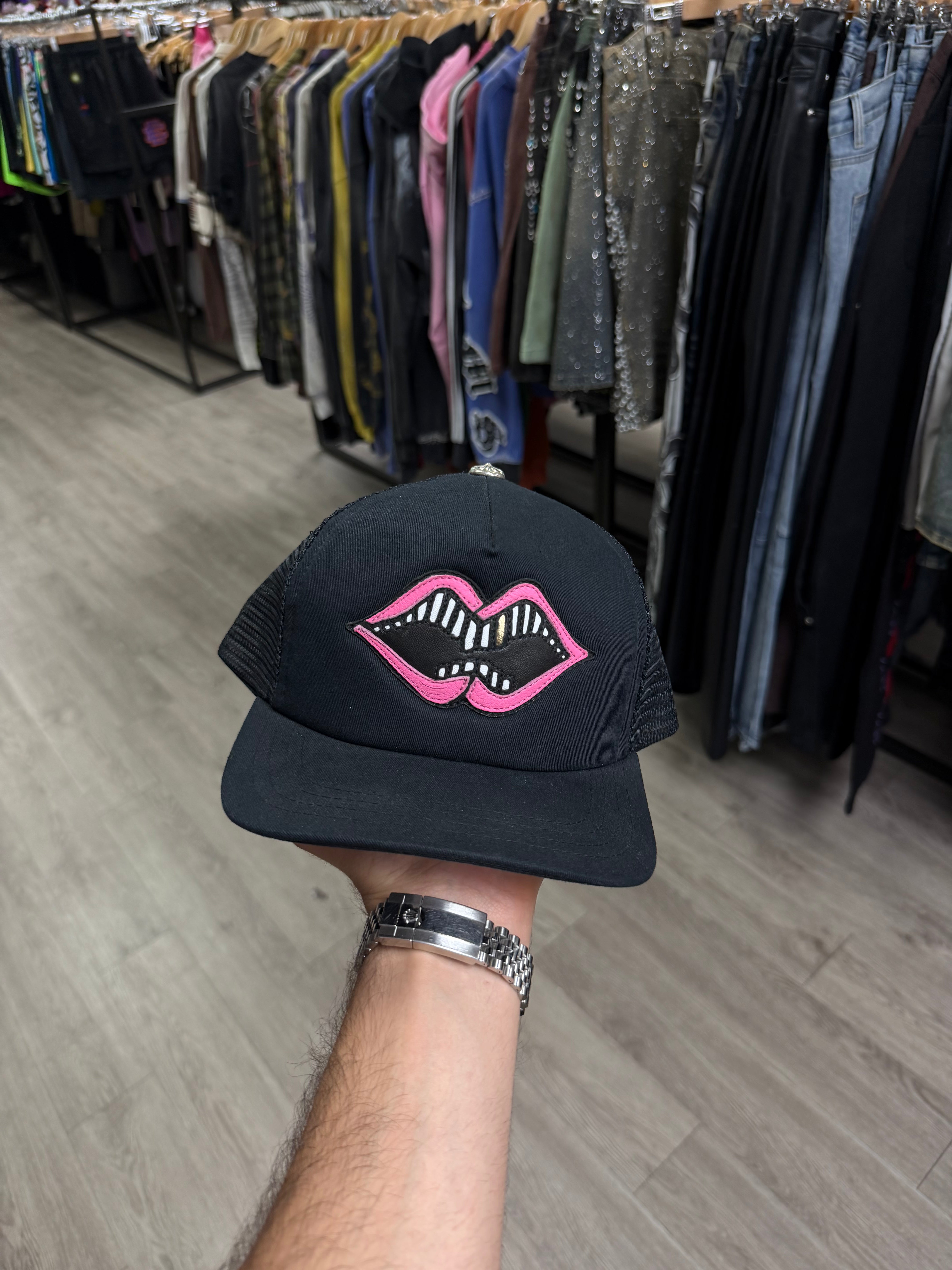 Chrome  Hearts Matty Boy Pink Chomper Patch Trucker Hat