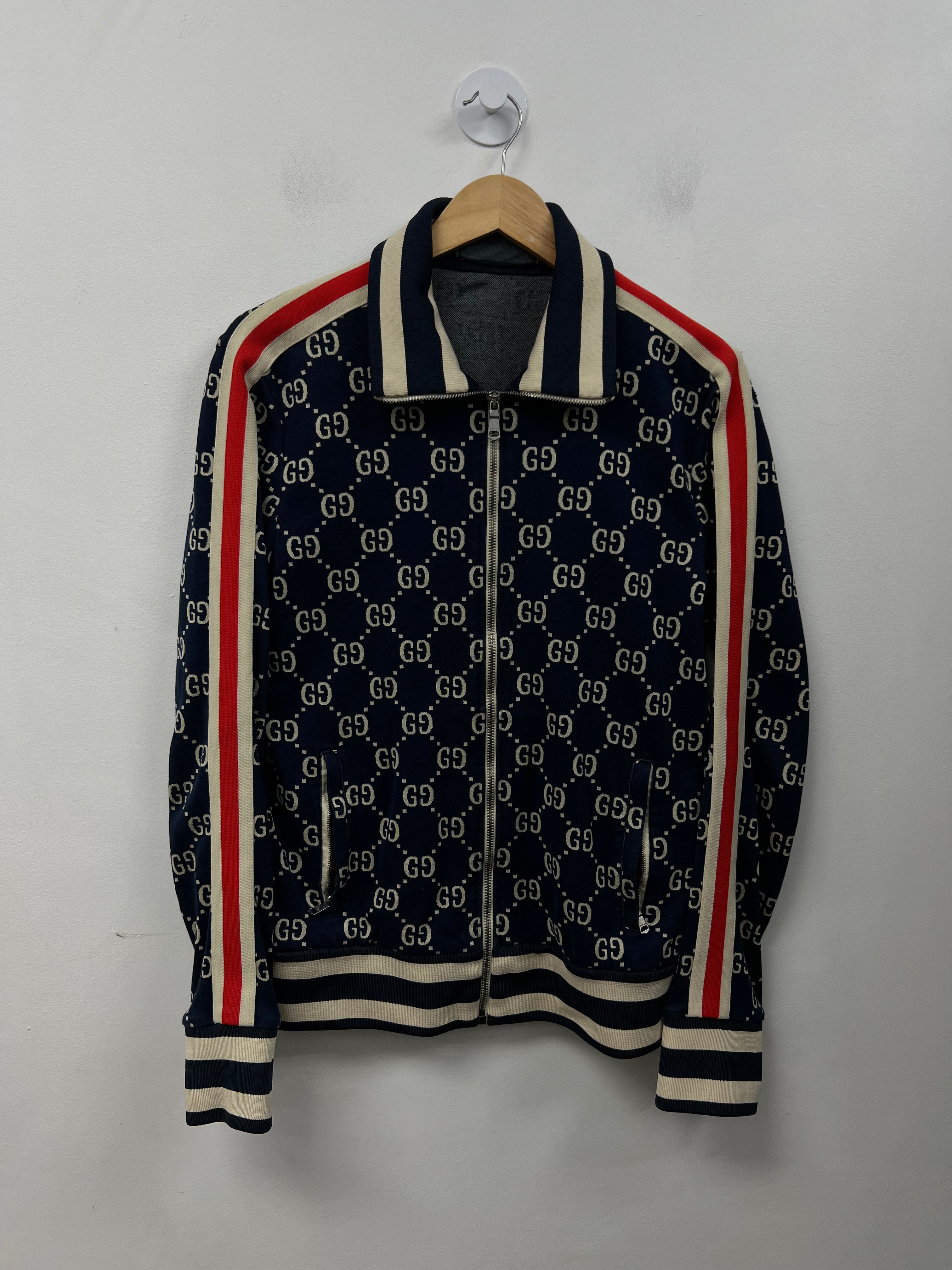 Gucci Navy Monogram Striped Track Jacket