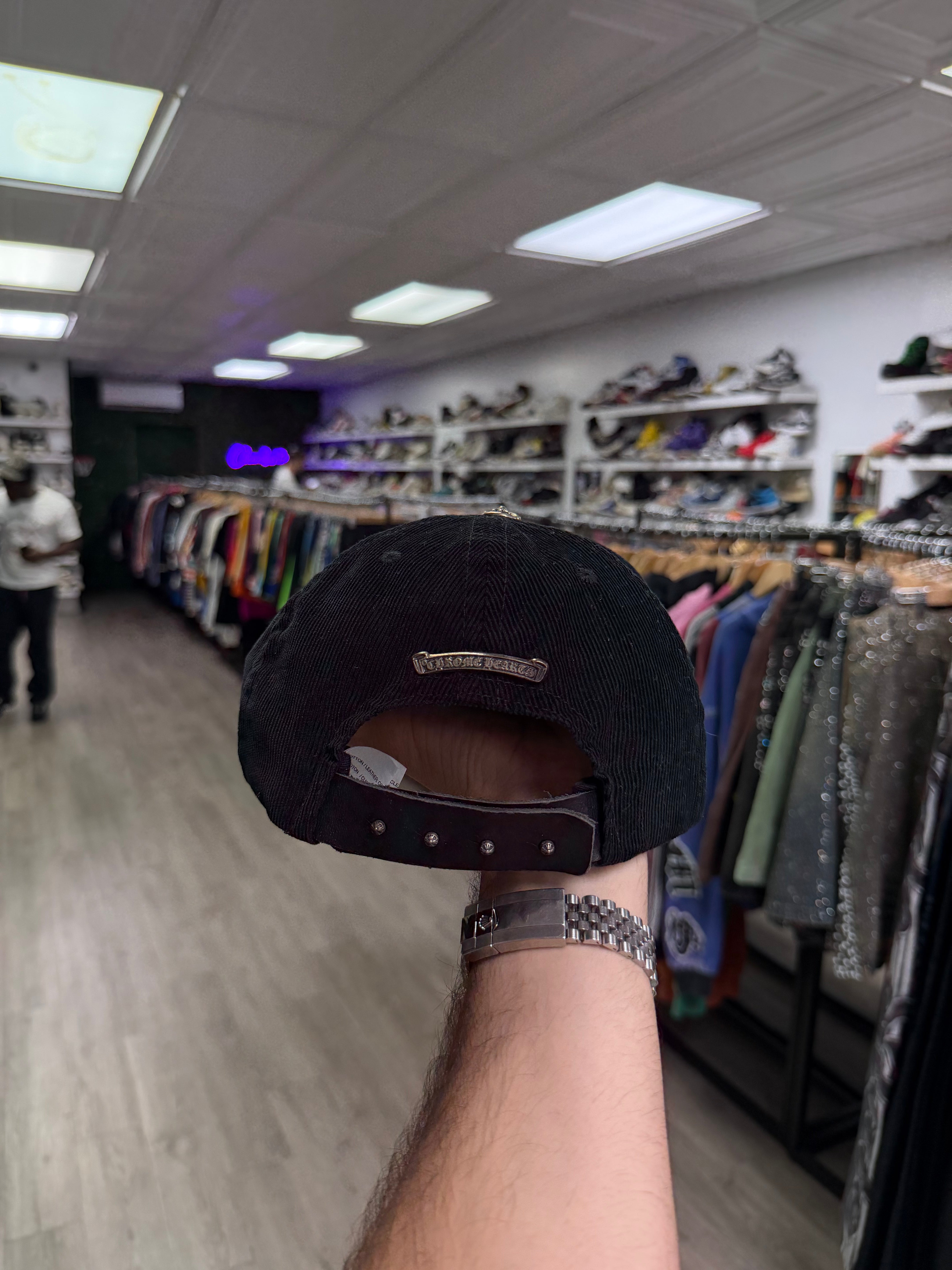 Chrome  Hearts Black Neon Corduroy Vine Dagger Hat