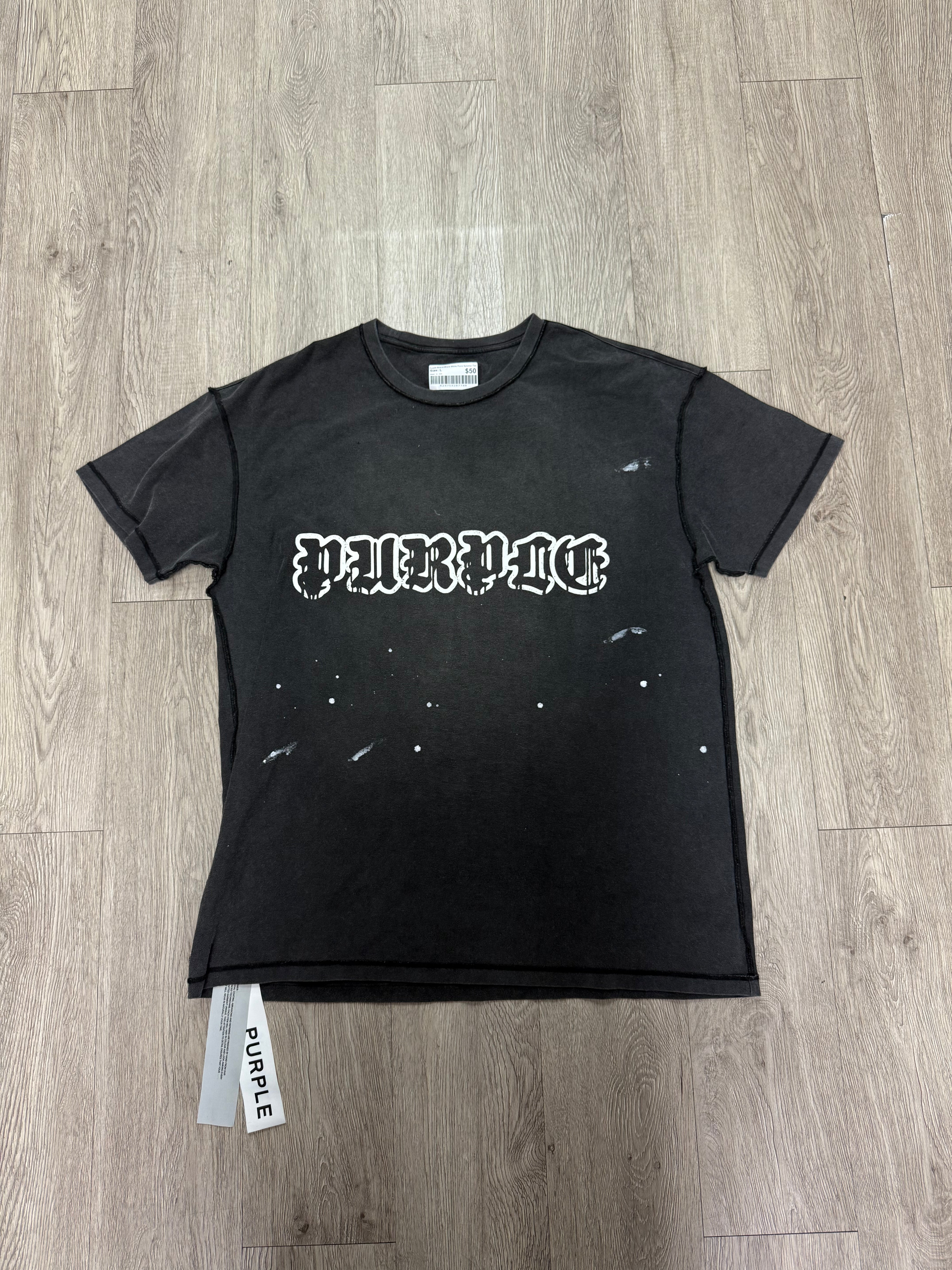 Purple Brand Black White Paint Splatter Tee