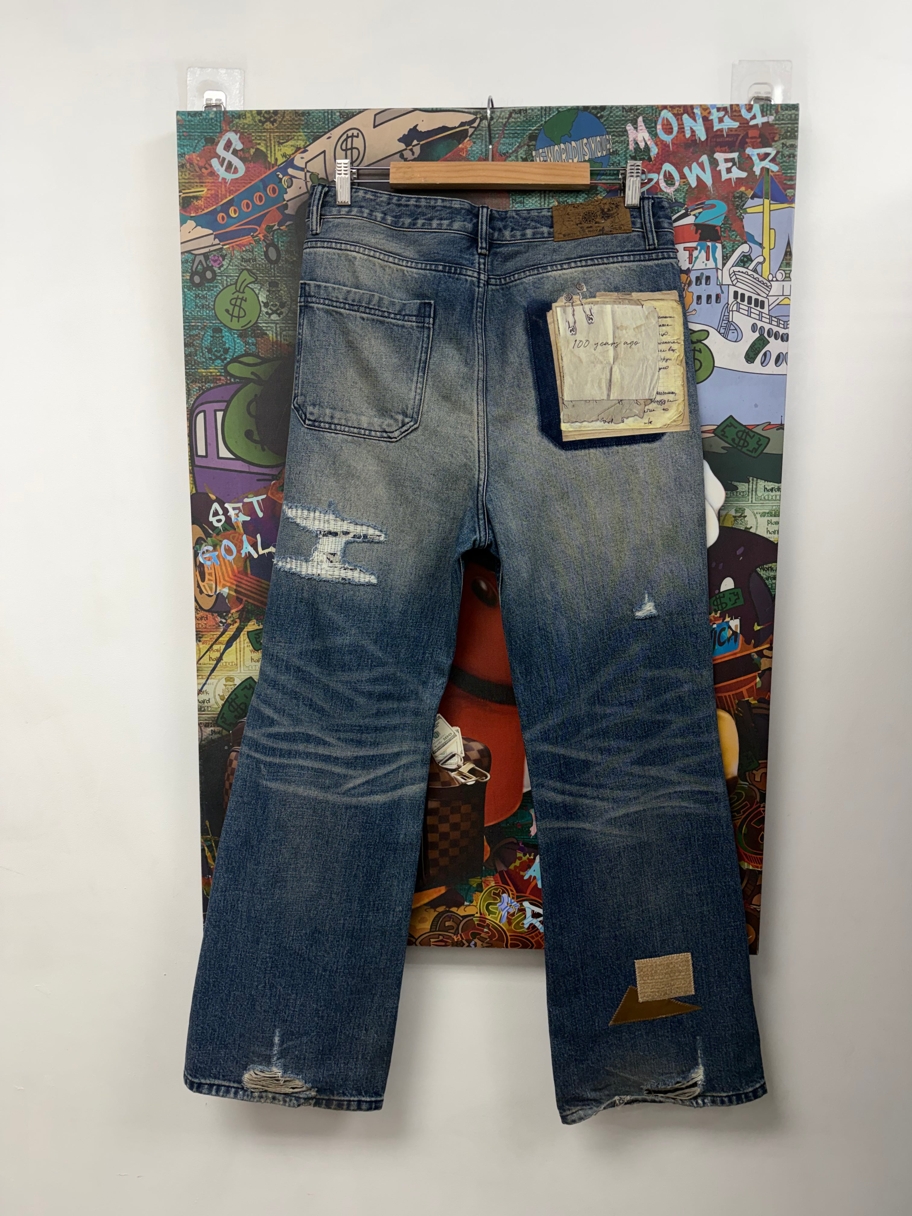 Birth Of A Royal Child Patchwork Faded Jeans