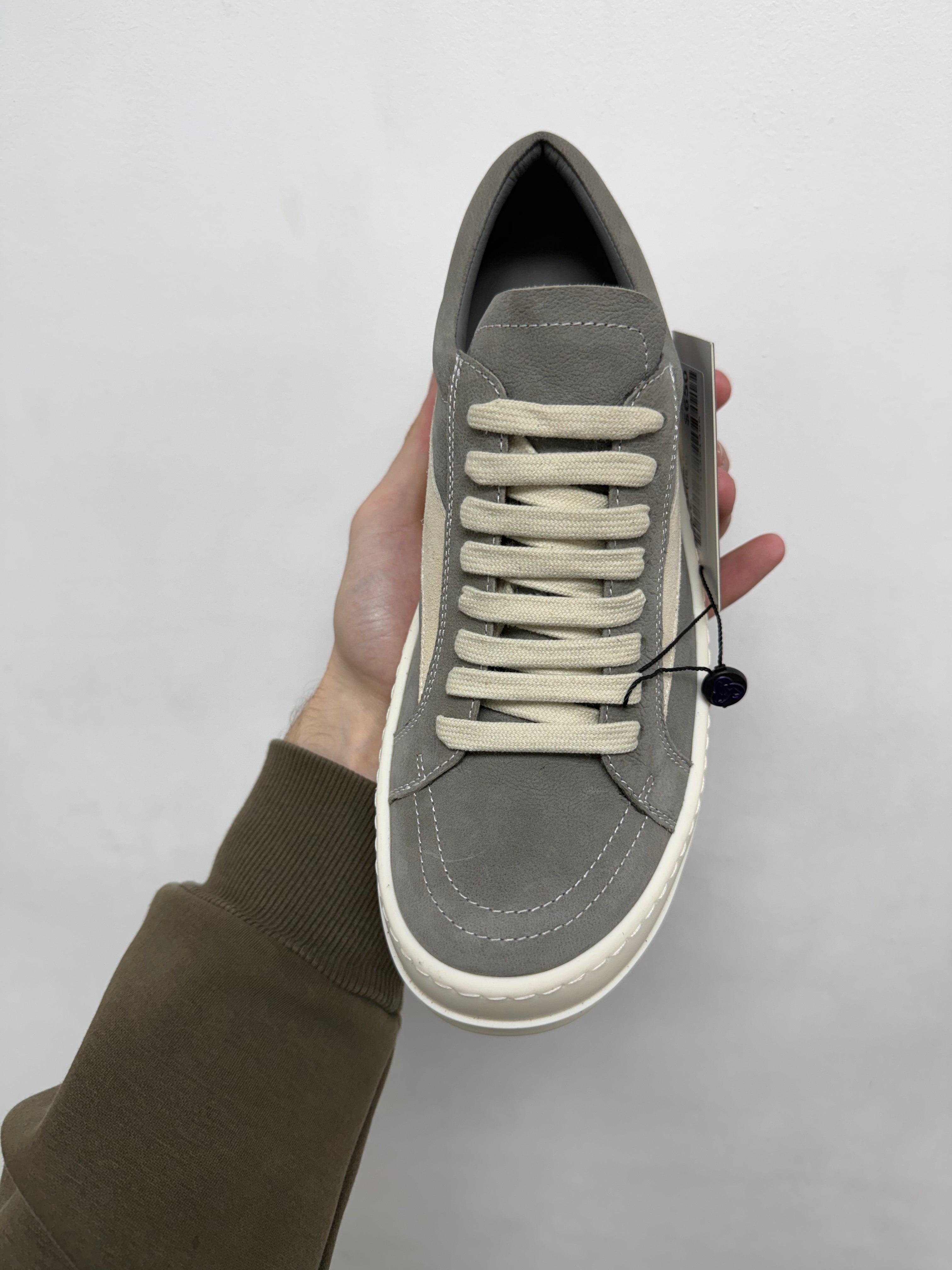 Rick Owens Grey Leather Mainline Vintage Low Sneakers