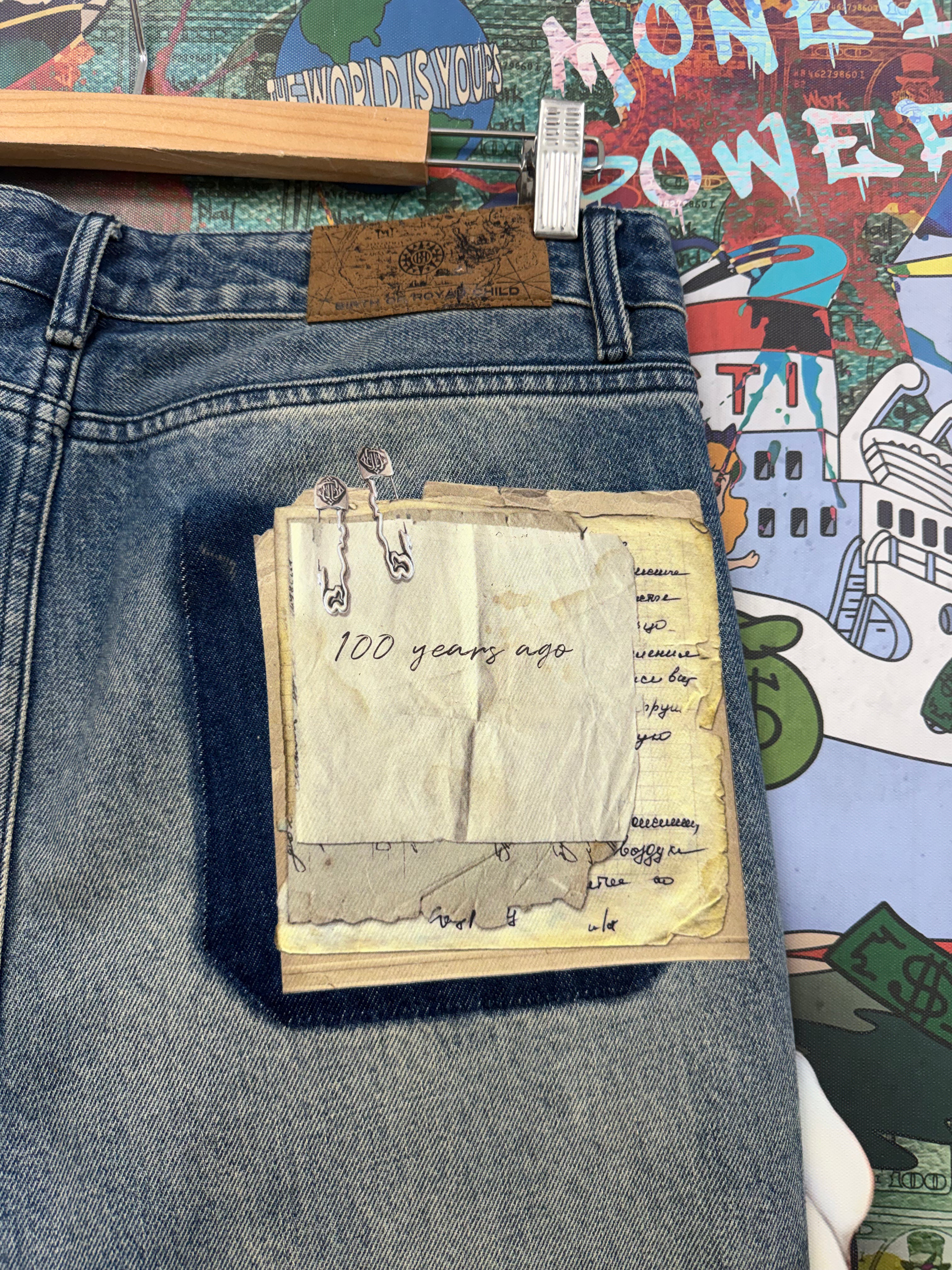 Birth Of A Royal Child Patchwork Faded Jeans