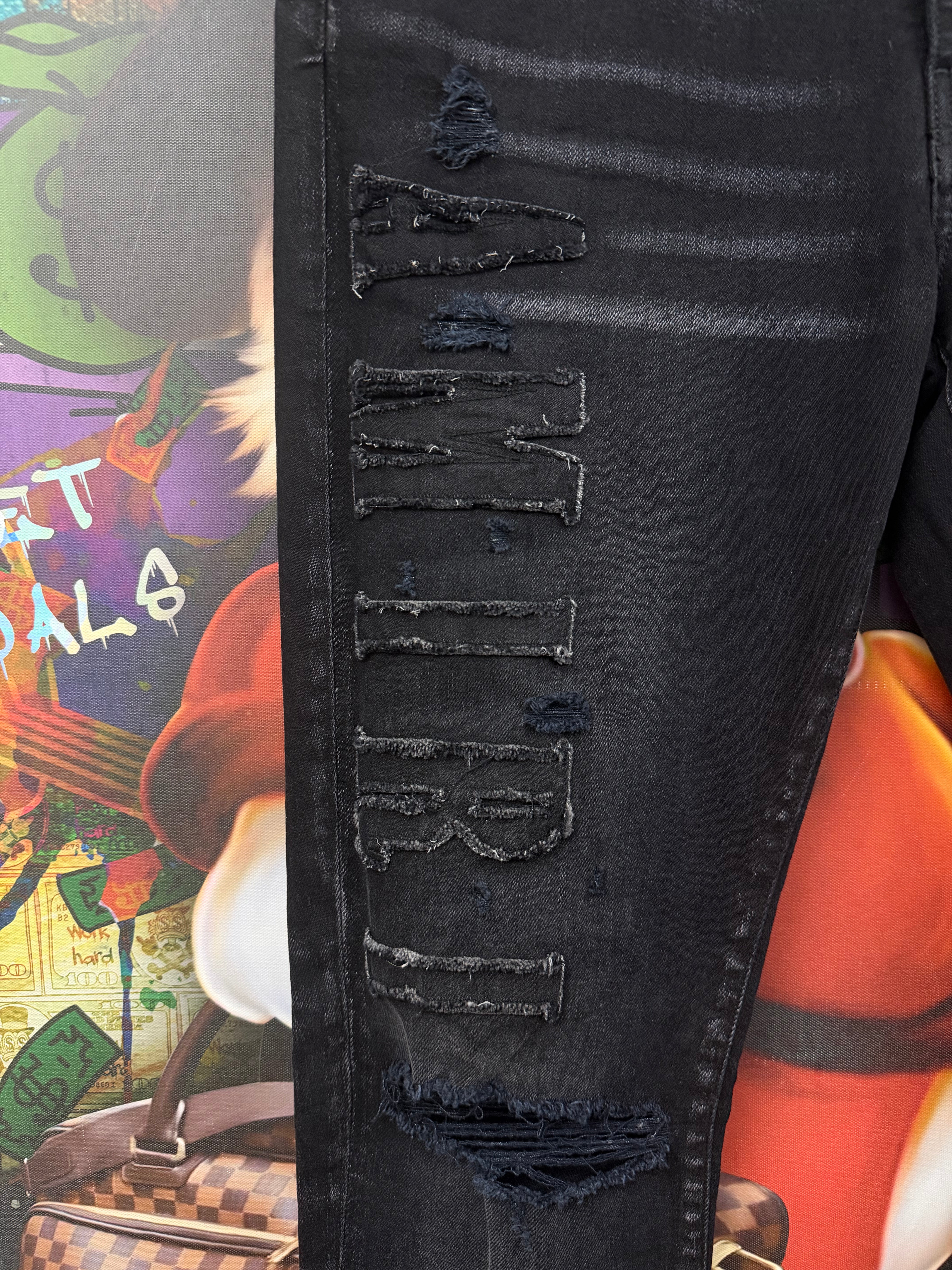 Amiri Black Denim Side Logo Jeans