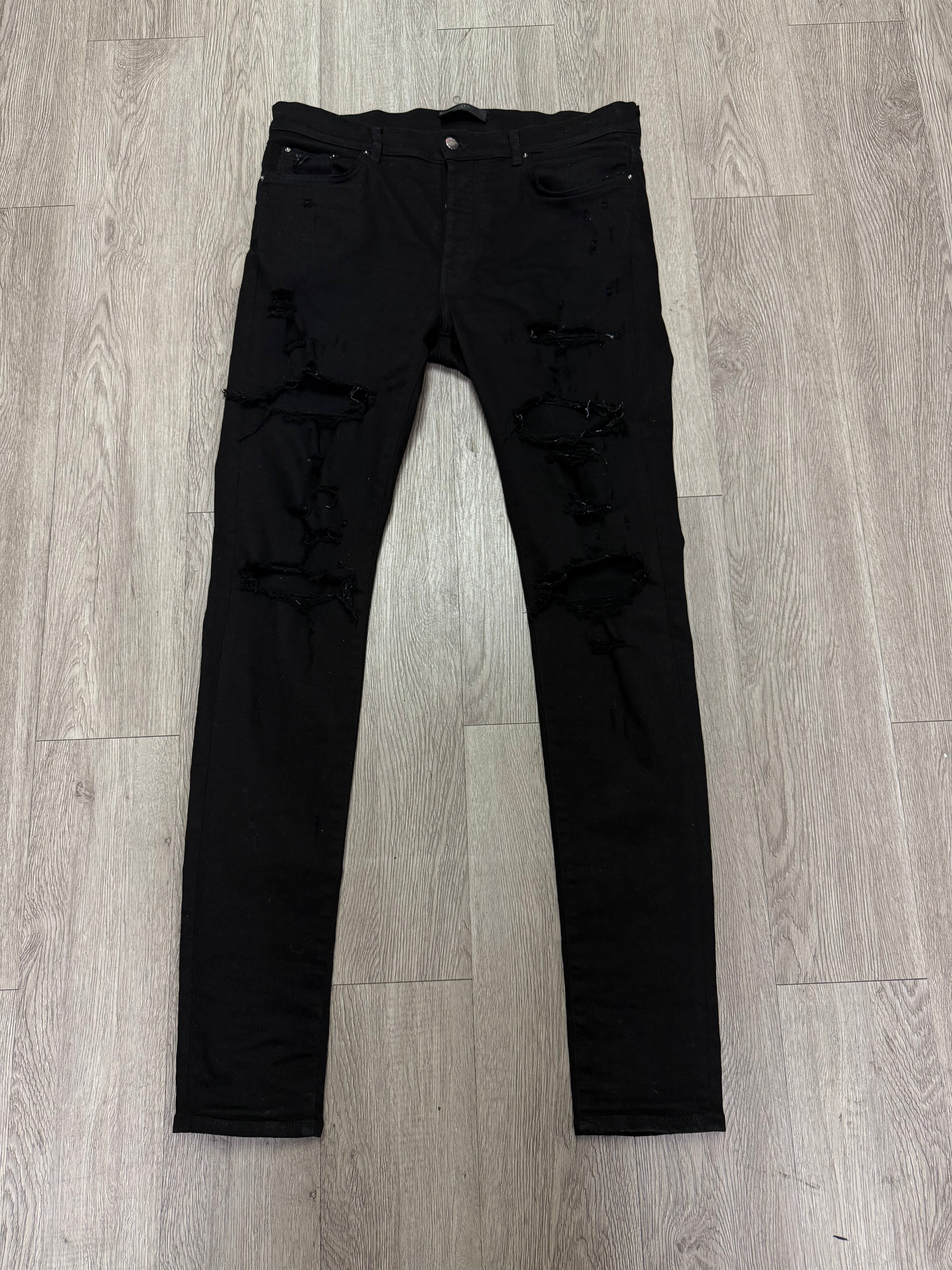 Amiri Black Plain Thrasher Ripped Jeans