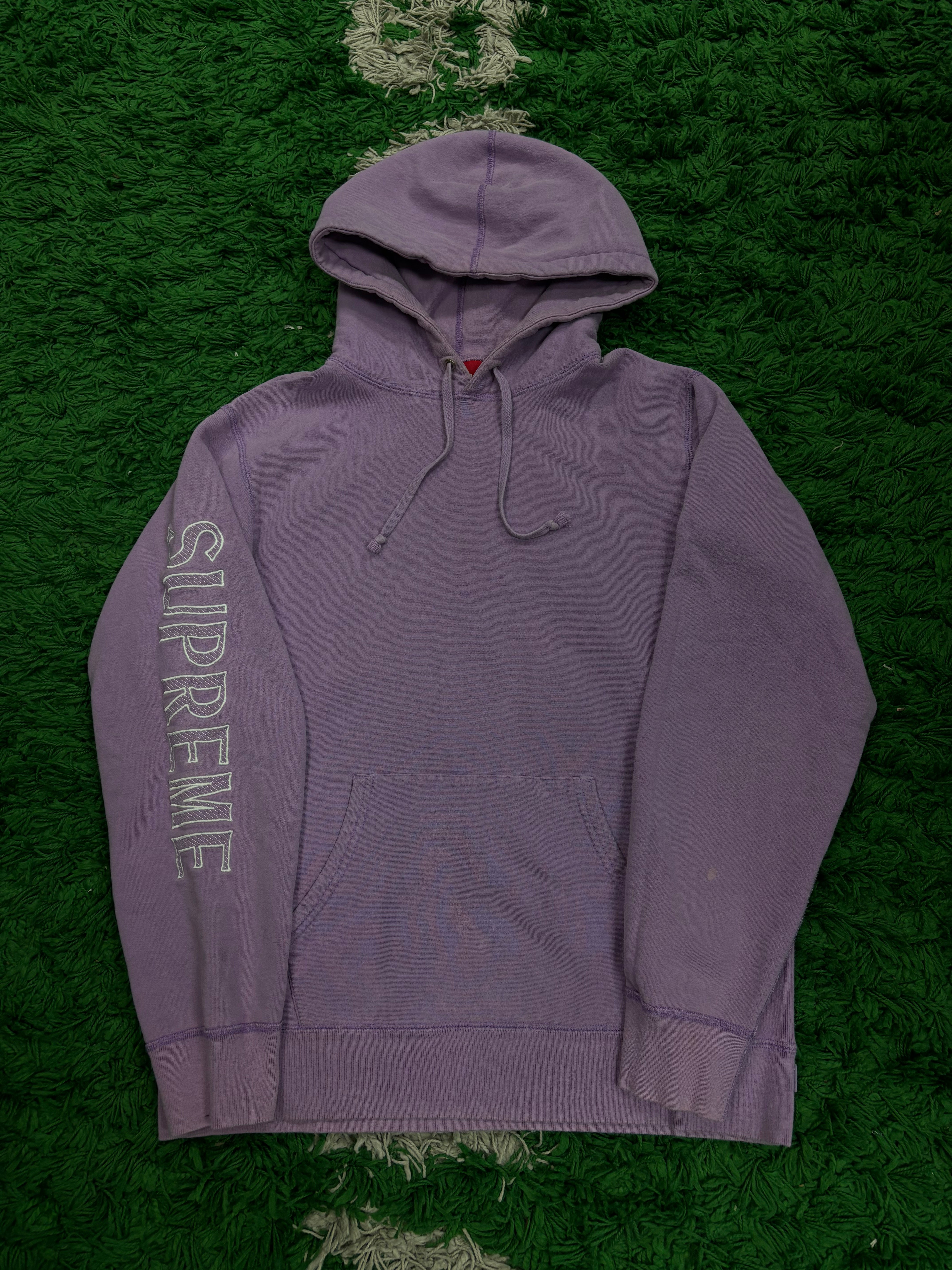 Supreme Sleeve Logo Hoodie Purple White Used Medium