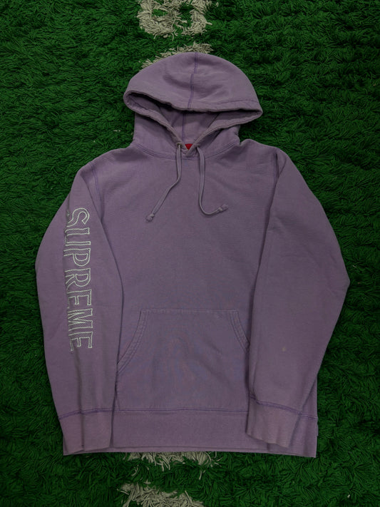 Supreme Sleeve Logo Hoodie Purple White Used Medium N/A