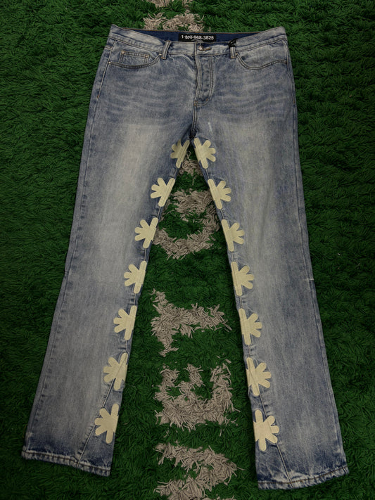 LOSTSHDWS Jeans Light Wash Cream Stars Used 40 N/A