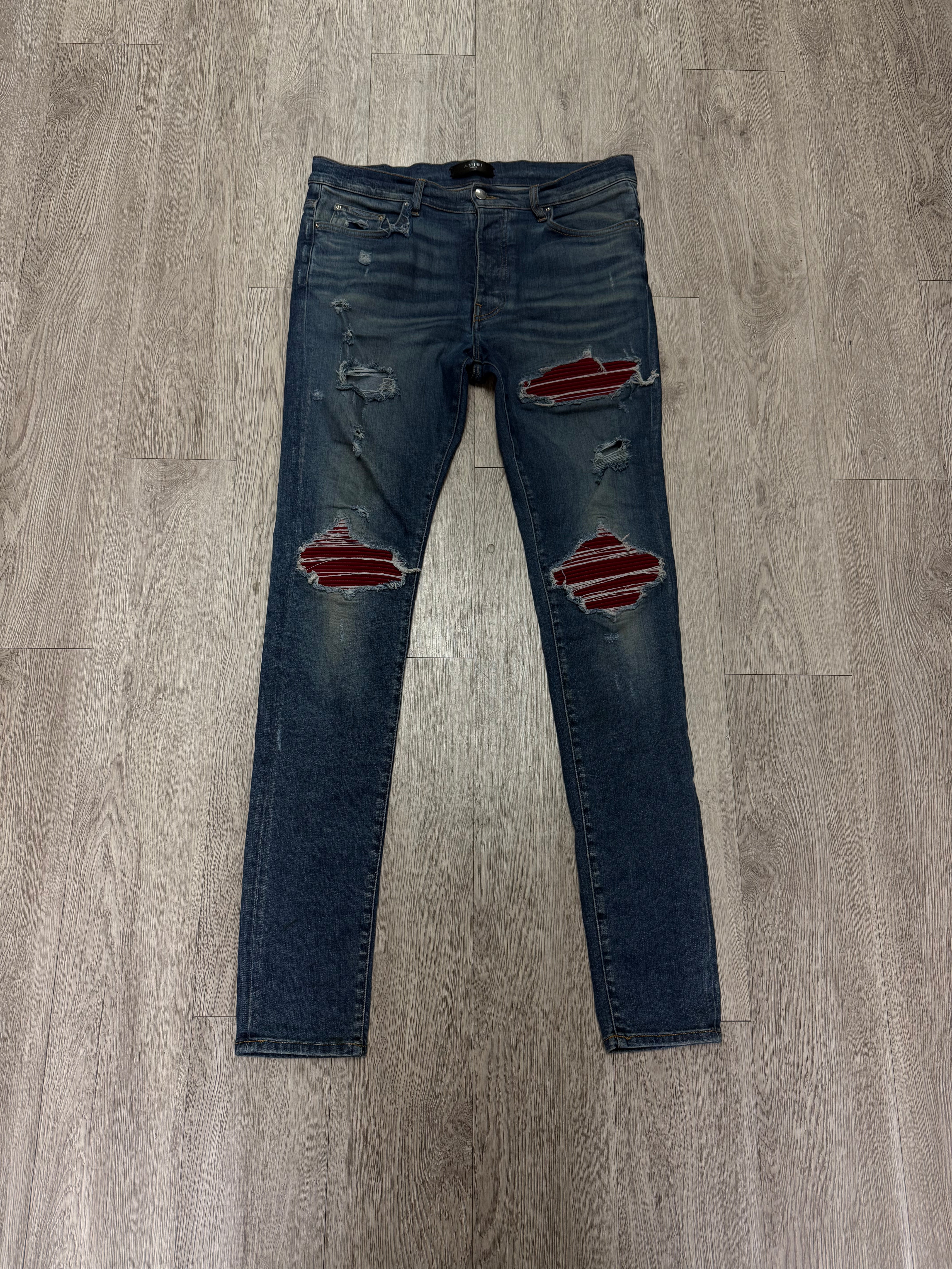 Amiri MX1 Deep Classic Burgundy Patch Jeans