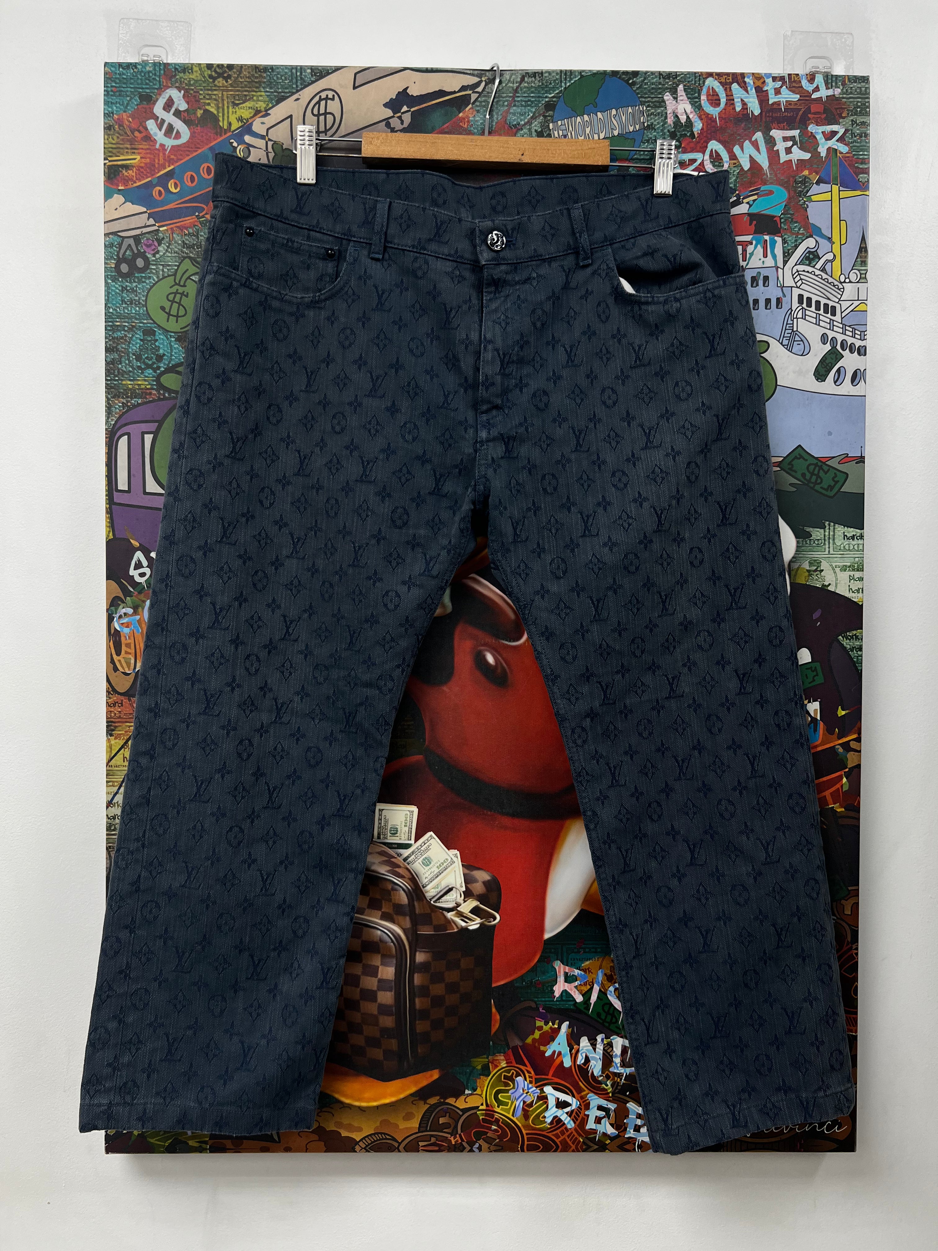 Louis Vuitton Navy Monogram (Altered Short) Jeans