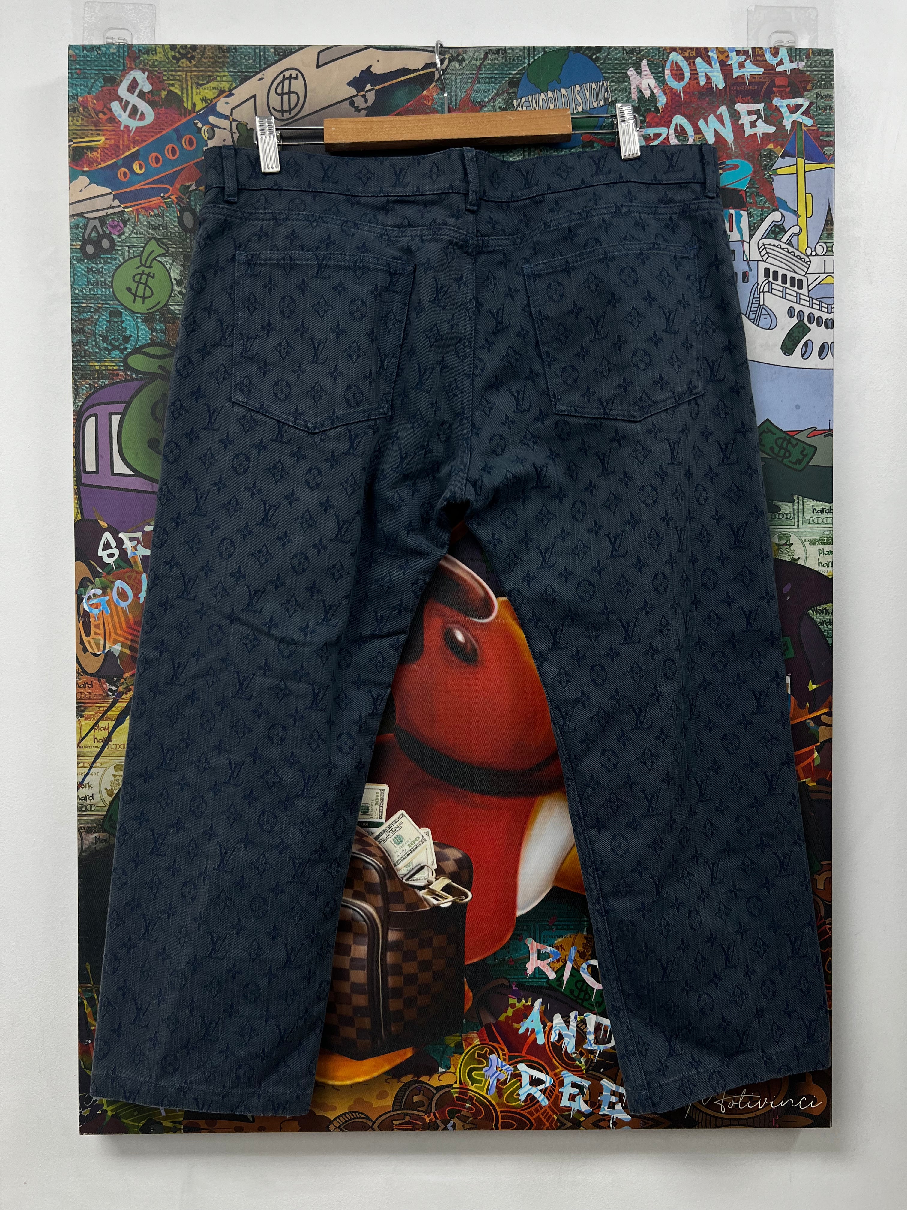 Louis Vuitton Navy Monogram (Altered Short) Jeans