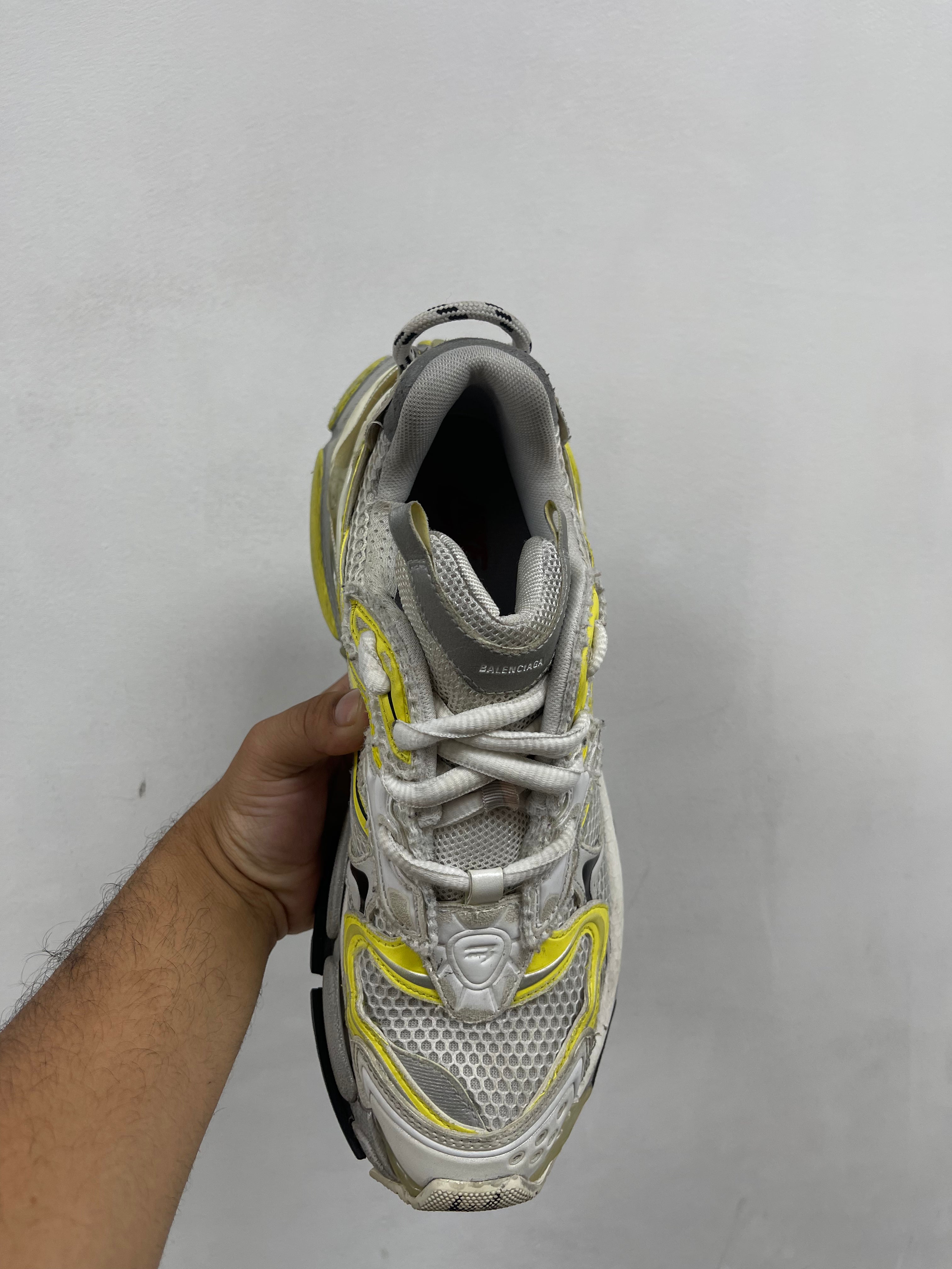 Balenciaga Yellow White Mesh Runner Low Sneakers