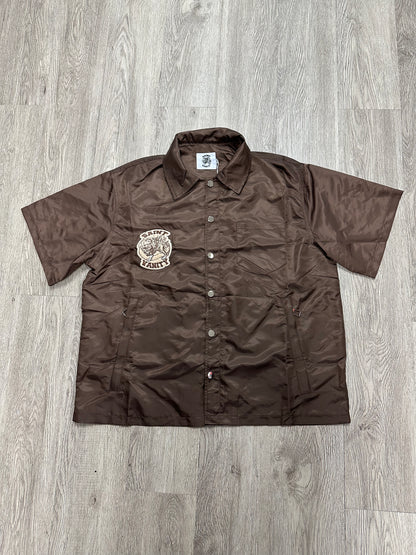 Saint Vanity Nylon Brown Button Up Shirt