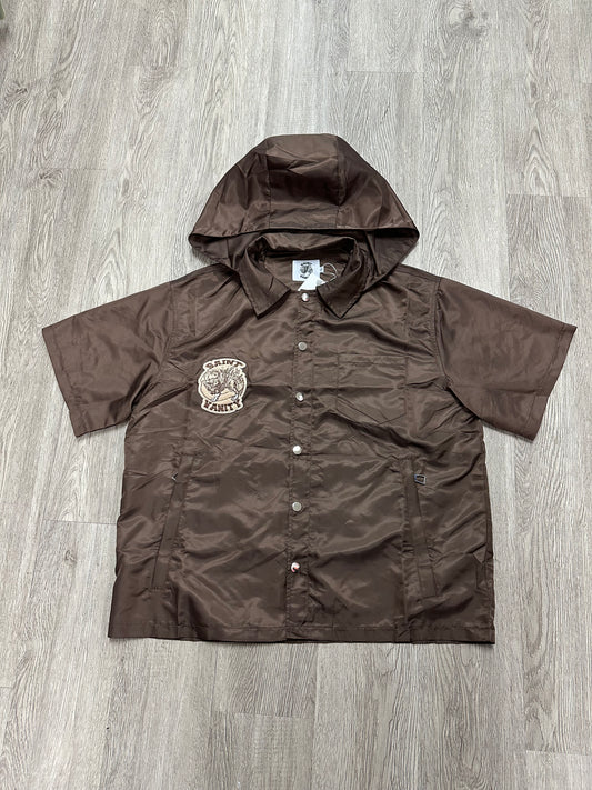 Saint Vanity Nylon Brown Button Up Shirt