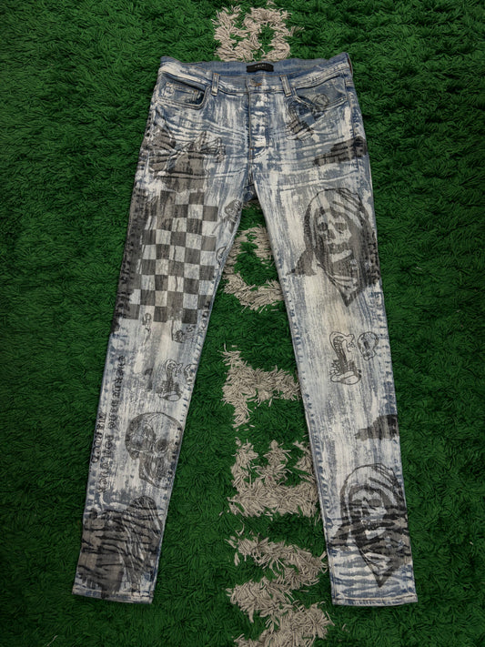 Amiri Jeans Light Wash Wes Lang Used 34