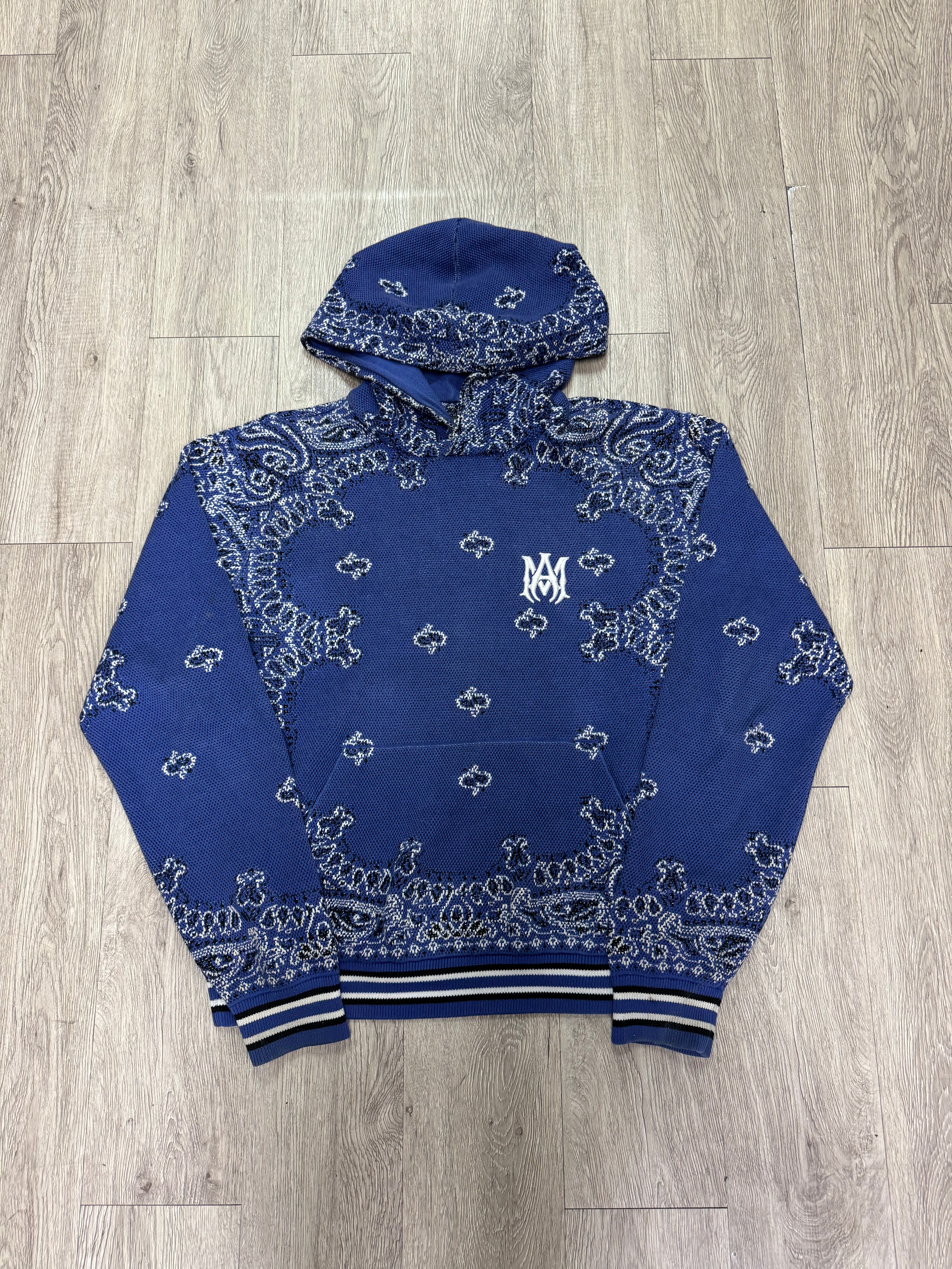 Amiri Blue MA Knit Paisley Hoodie