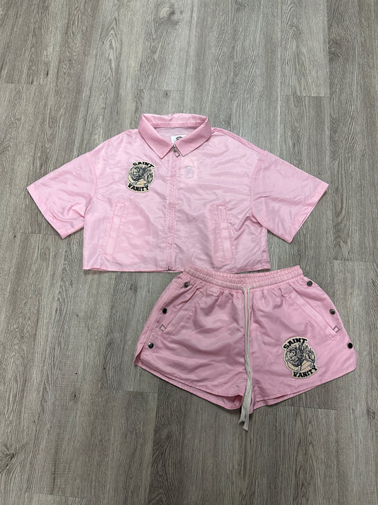 Saint Vanity Womens Nylon Track Set Pink (S-XL) New