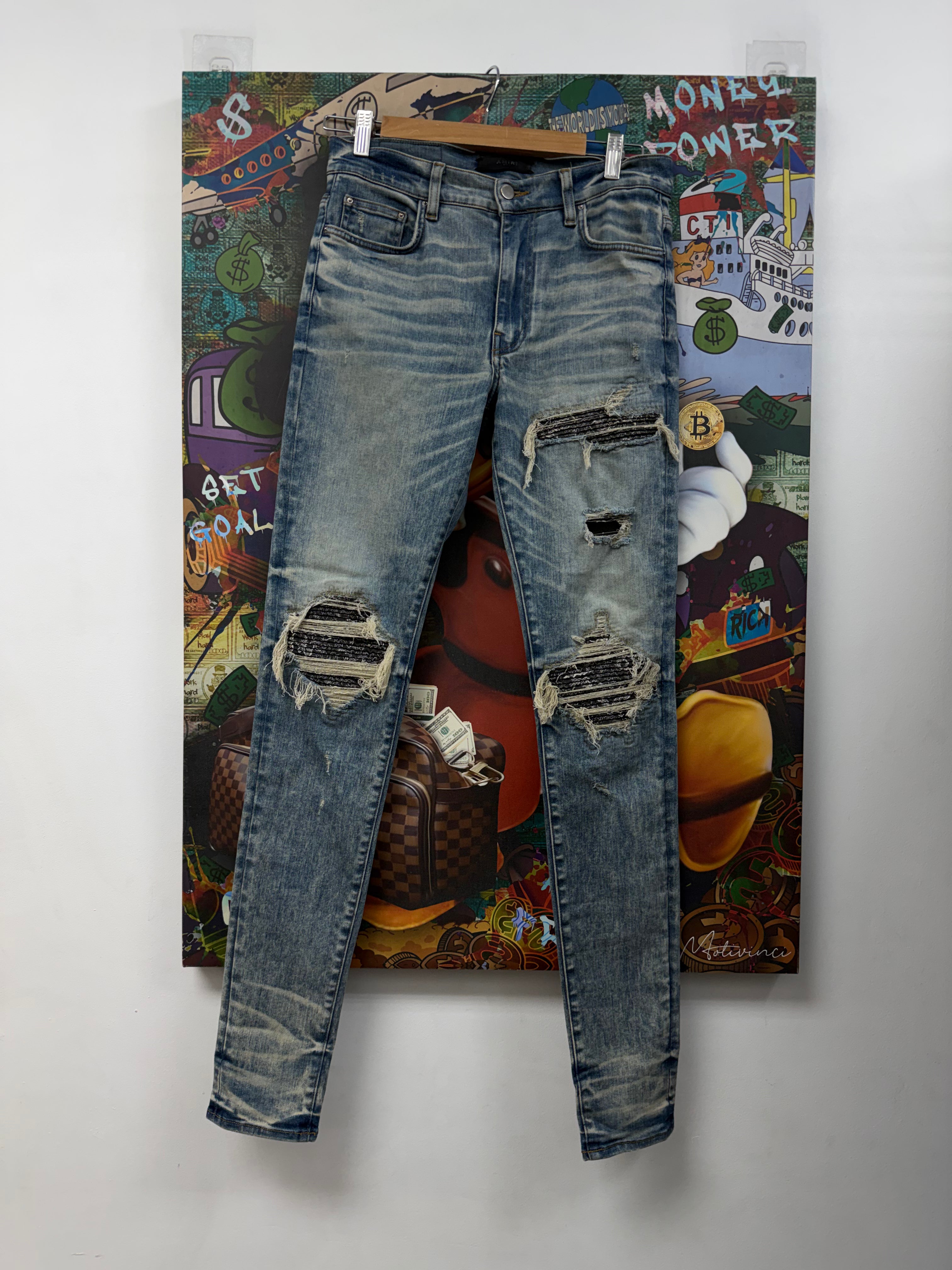 Amiri MX1 Aged Wash Black Paisley Jeans