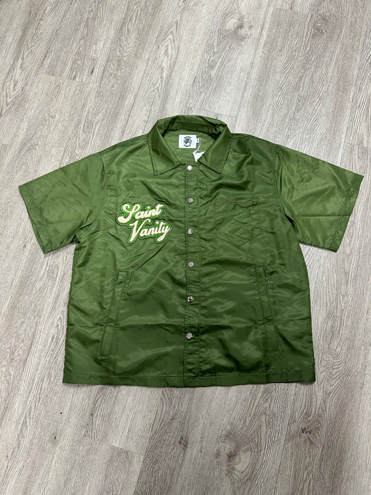 Saint Vanity Nylon Olive Button Up Shirt