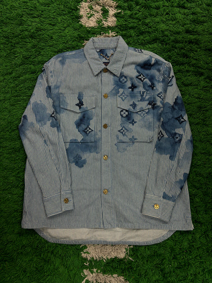 LV Watercolor Denim Button Down Blue Used XL N/A