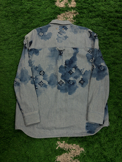 LV Watercolor Denim Button Down Blue Used XL N/A