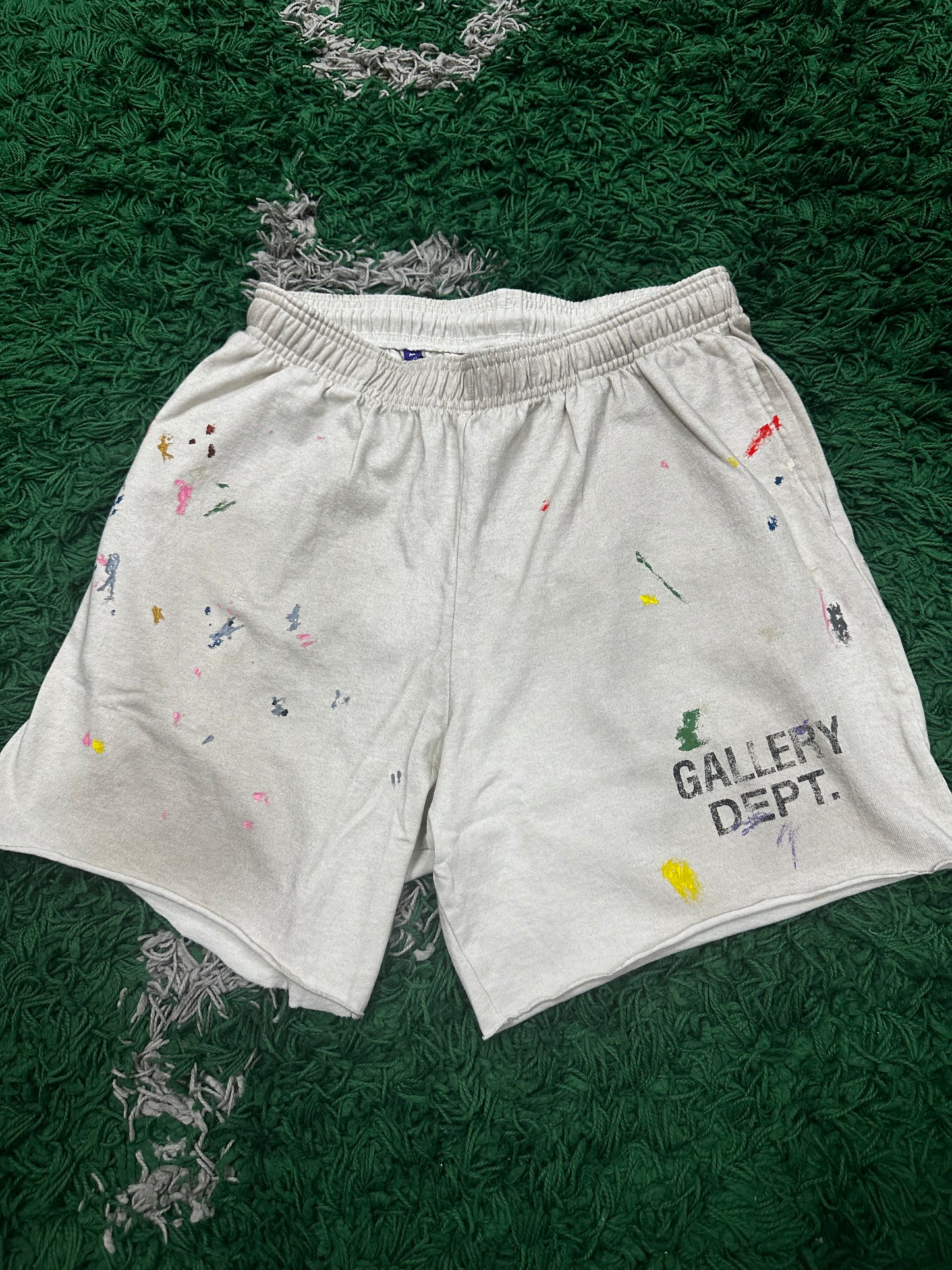 Gallery Dept Paint Splatter Logo Shorts Cream New Small In Plastic