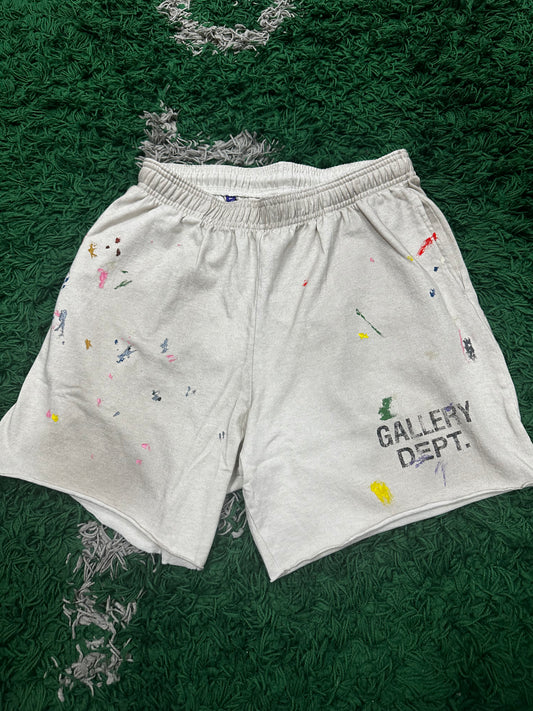 Gallery Dept Paint Splatter Logo Shorts Cream New Medium With Tags