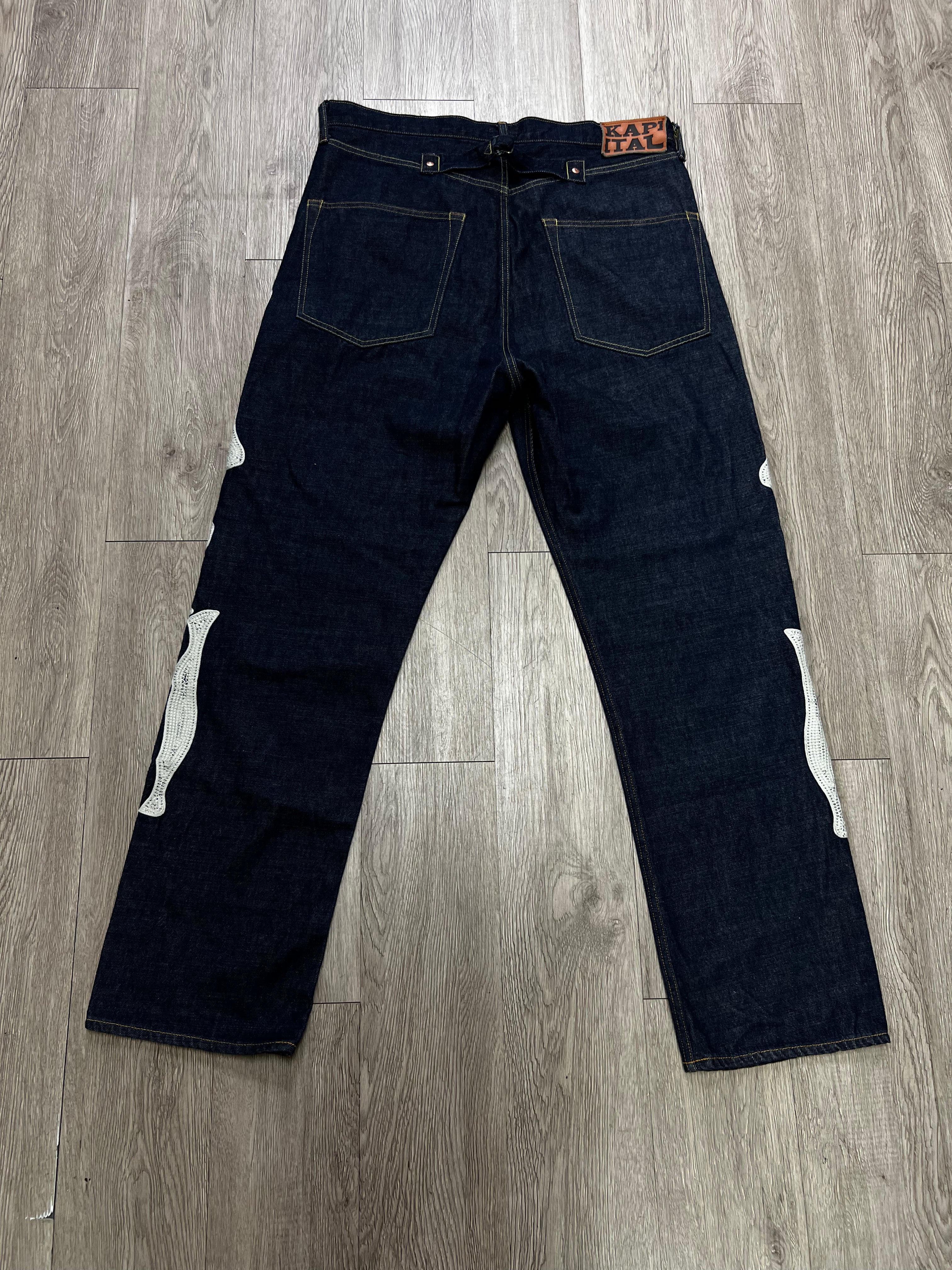 Kapital Navy Selvedge Bone Jeans