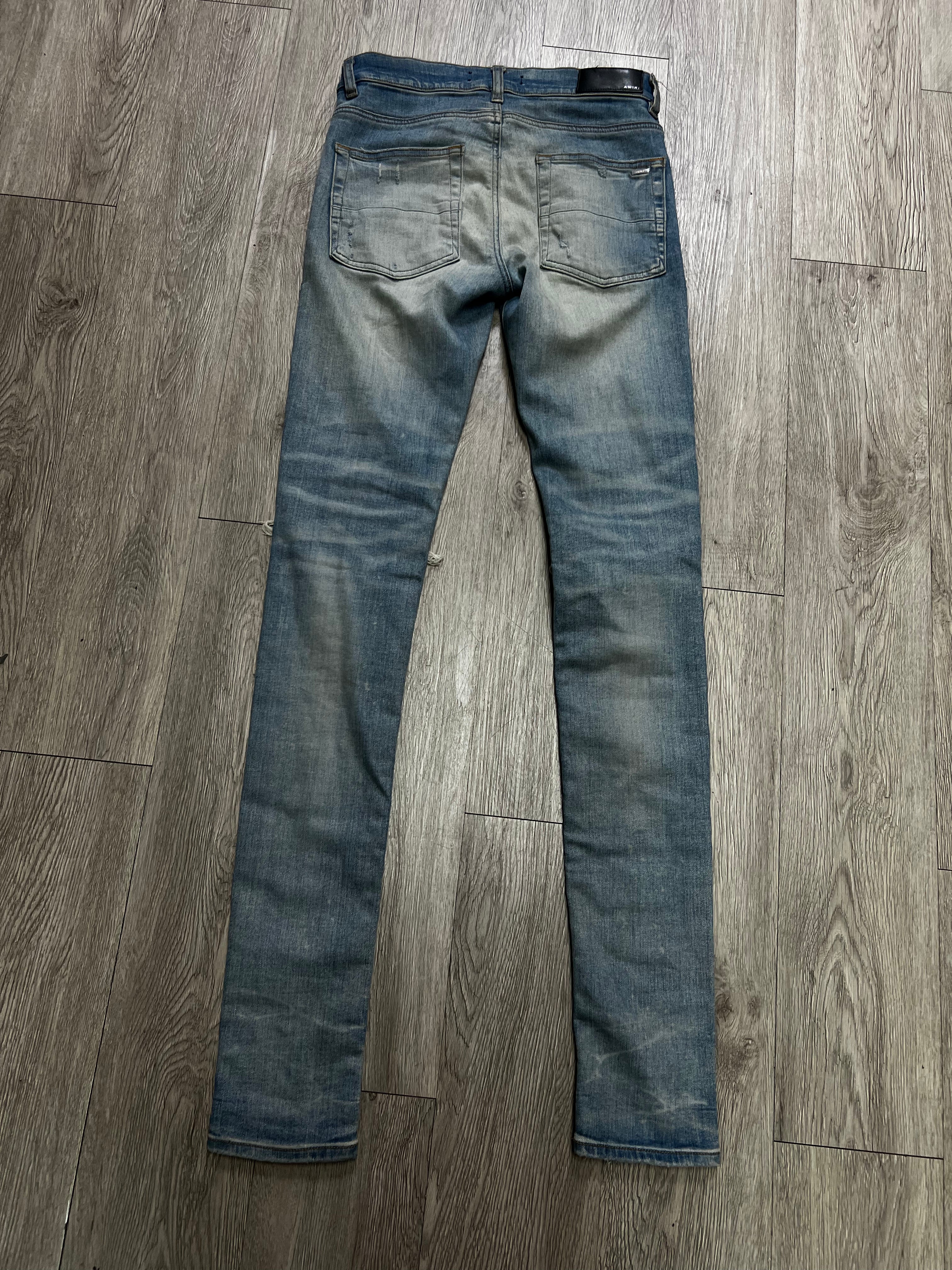 Amiri MX1 Light Wash Pink Patch Jeans