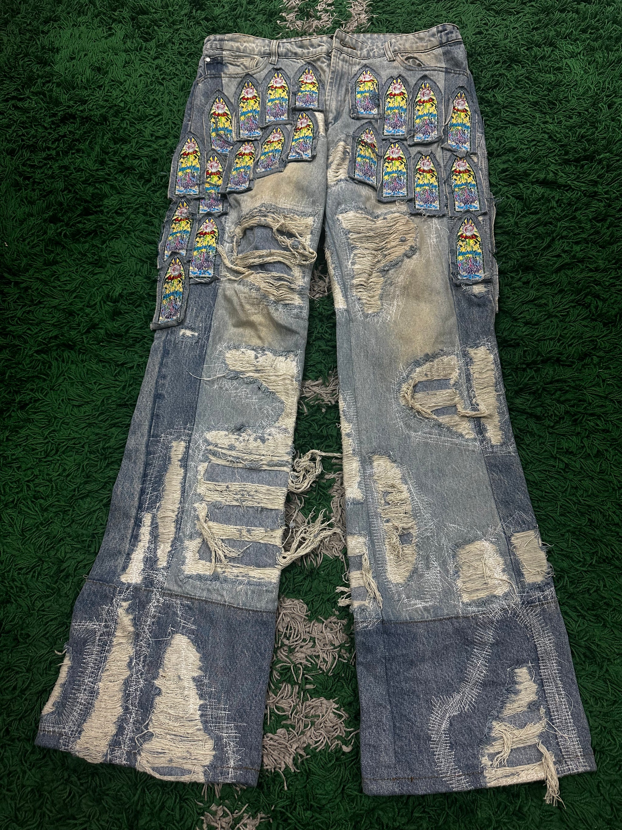WDW Multi Patchwork Distressed Denim Jeans
