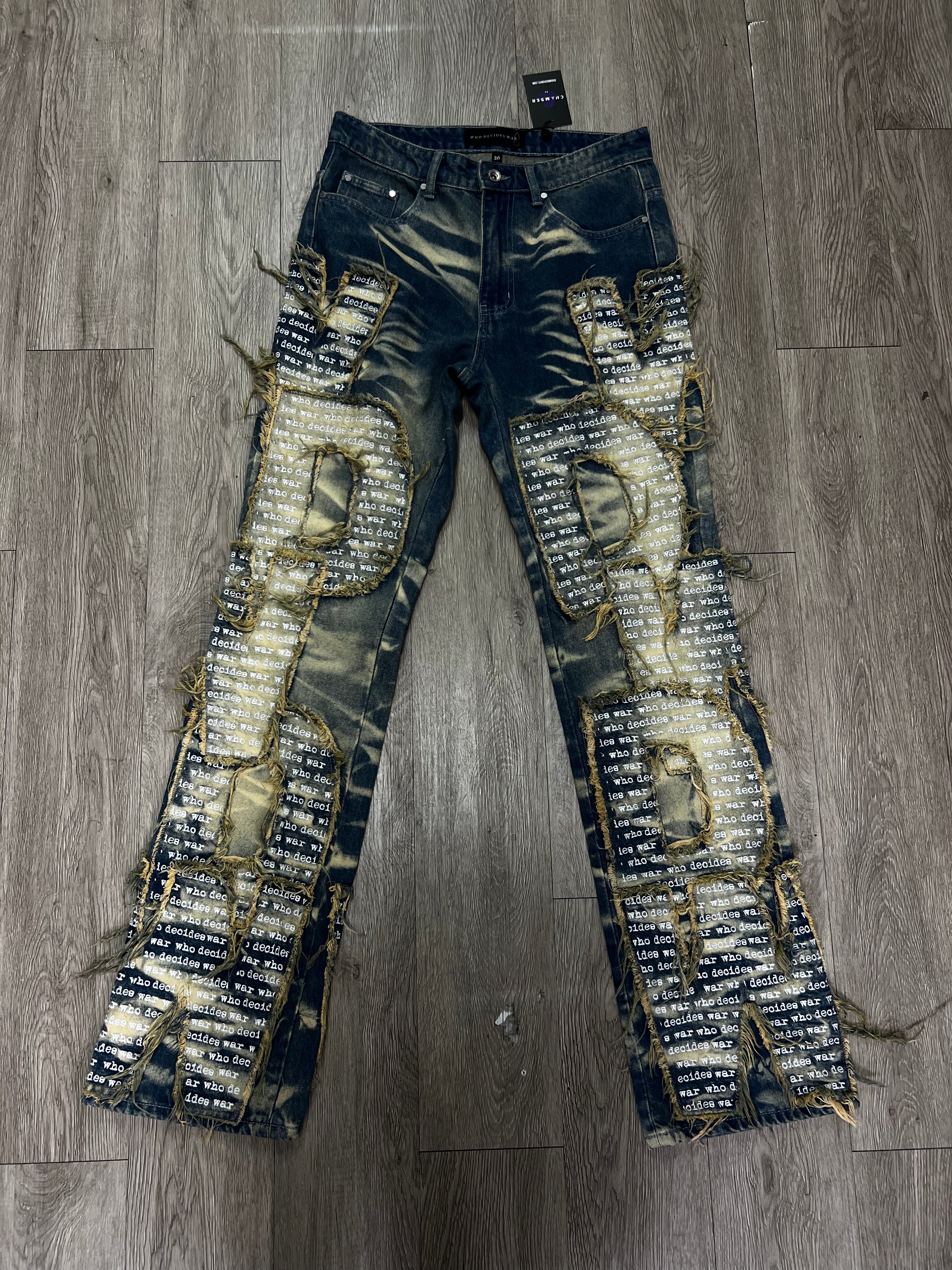 Who Decides War Bleach Wash Scripture Jeans