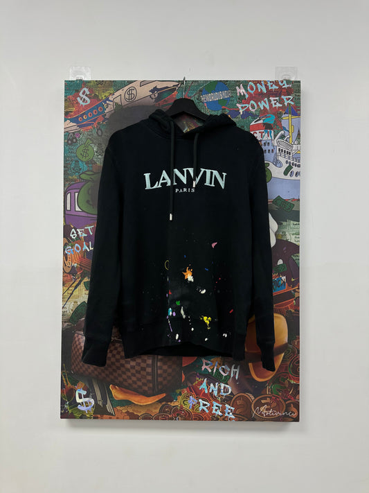 Lanvin Gallery Dept Hoodie Black Paint Splatter Used LarGe