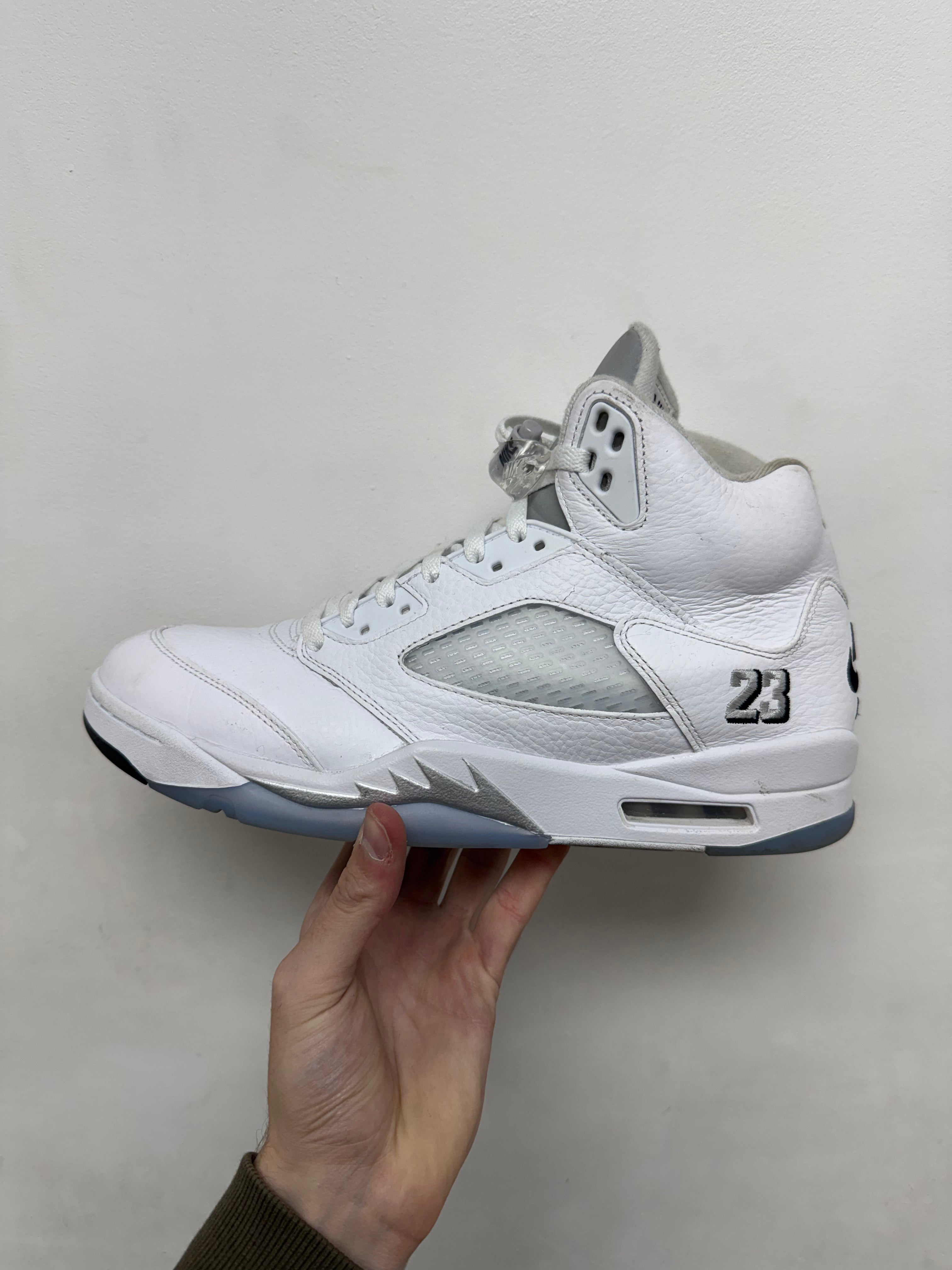Jordan 5 White Metallic Sneakers