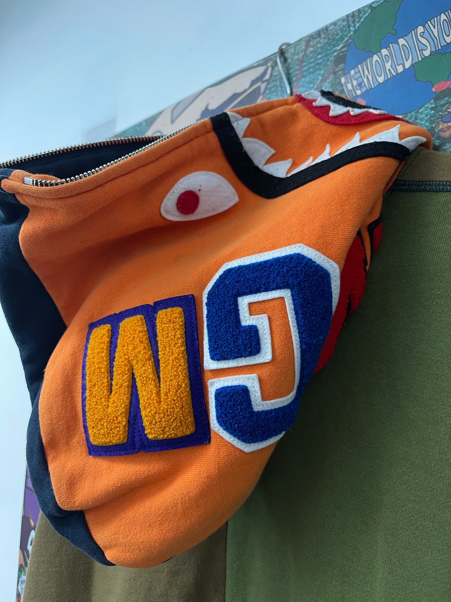 Bape Orange Olive Shark Zip Up  Used