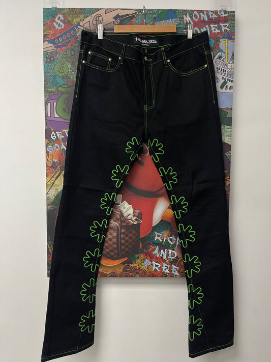 LOSTSHDWS Jeans Black Green Outline Used