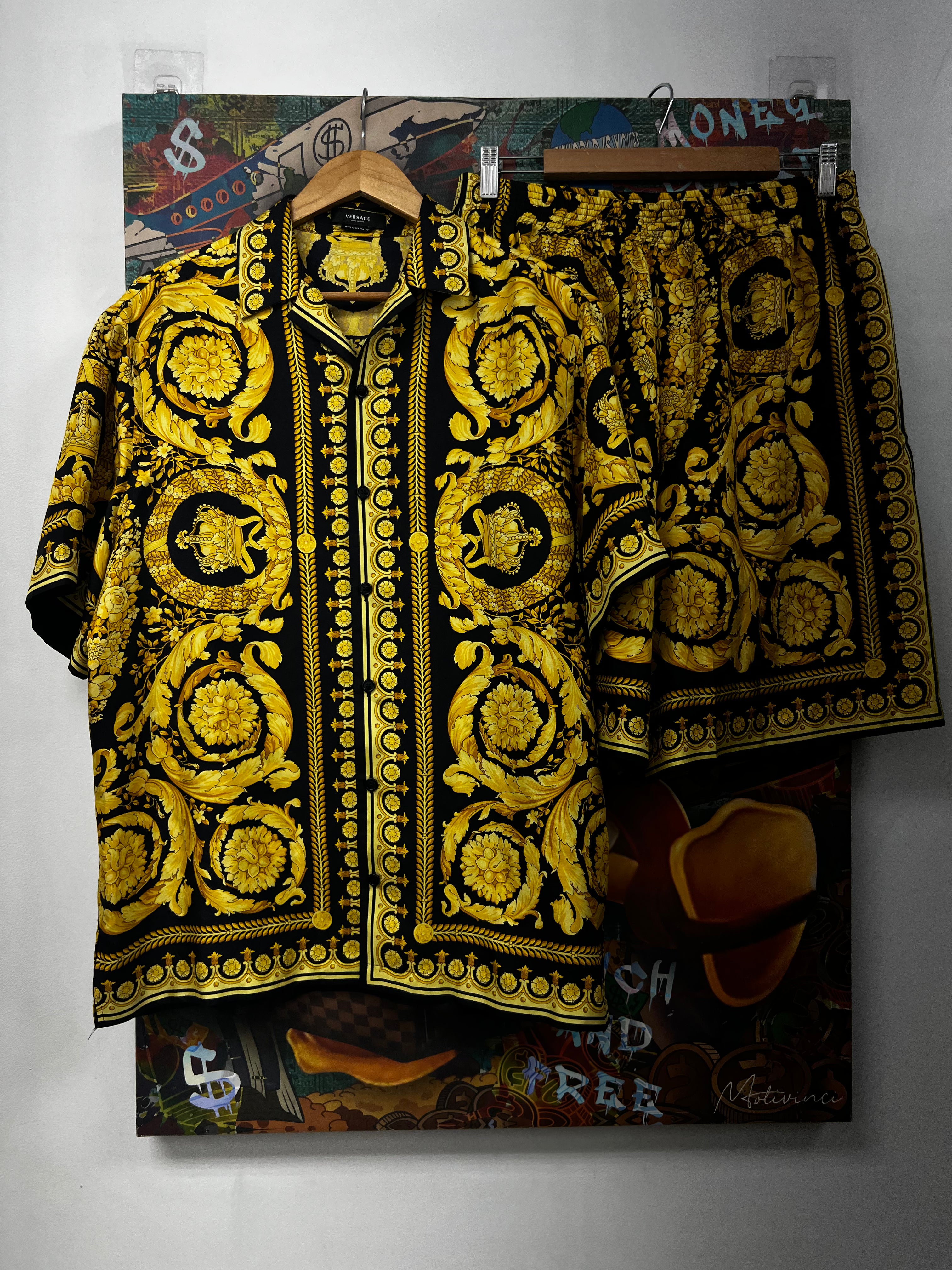 Versace Black Gold Silk Set
