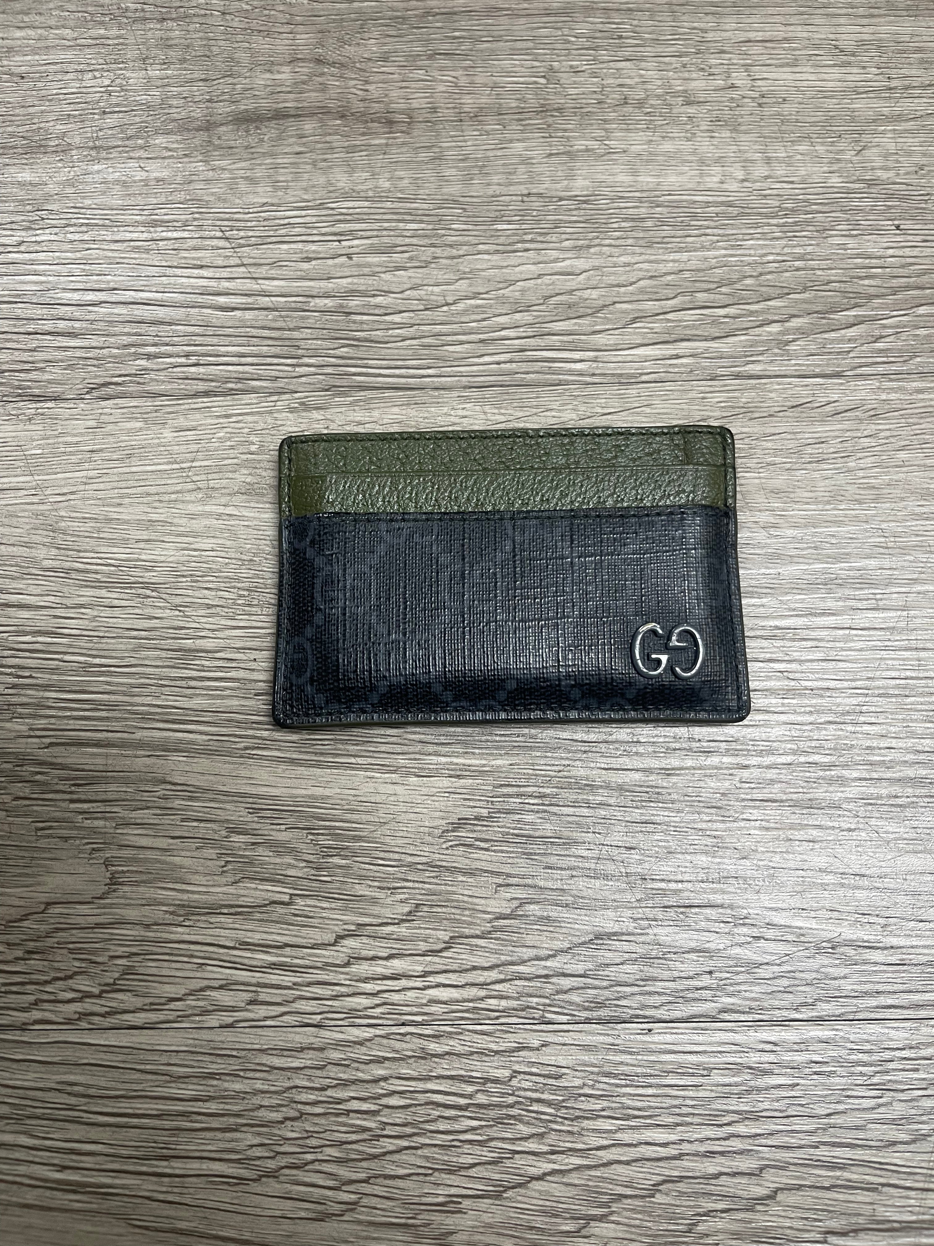 Gucci Black Olive Monogram Card Holder Wallet