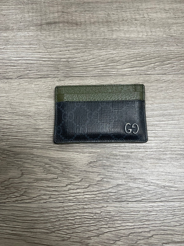 Gucci Black Olive Monogram Card Holder Wallet