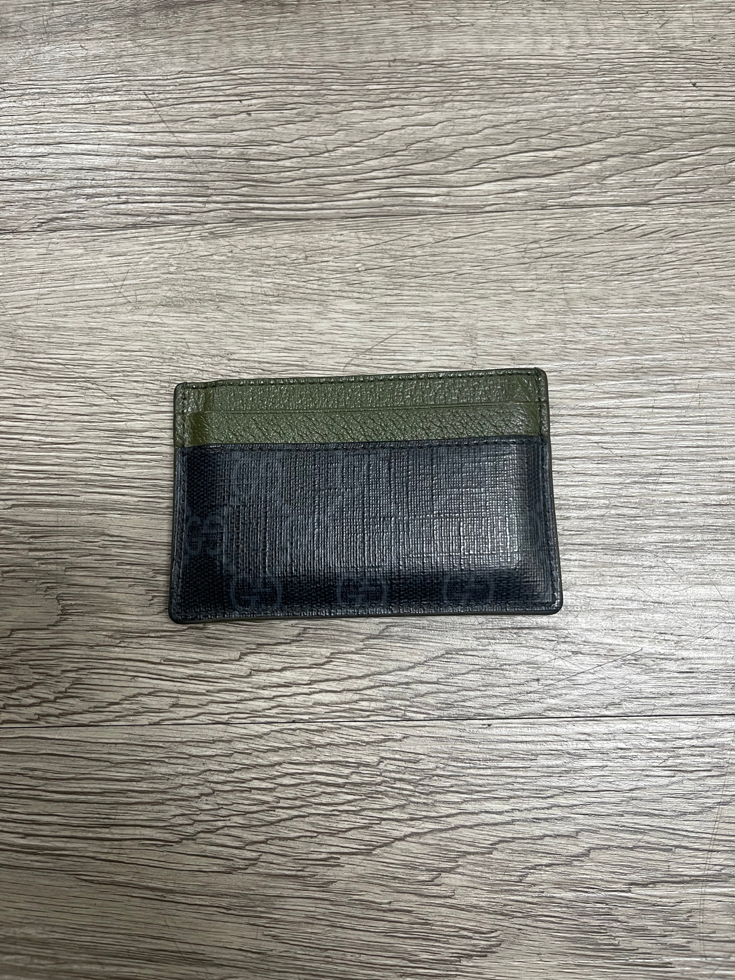 Gucci Black Olive Monogram Card Holder Wallet