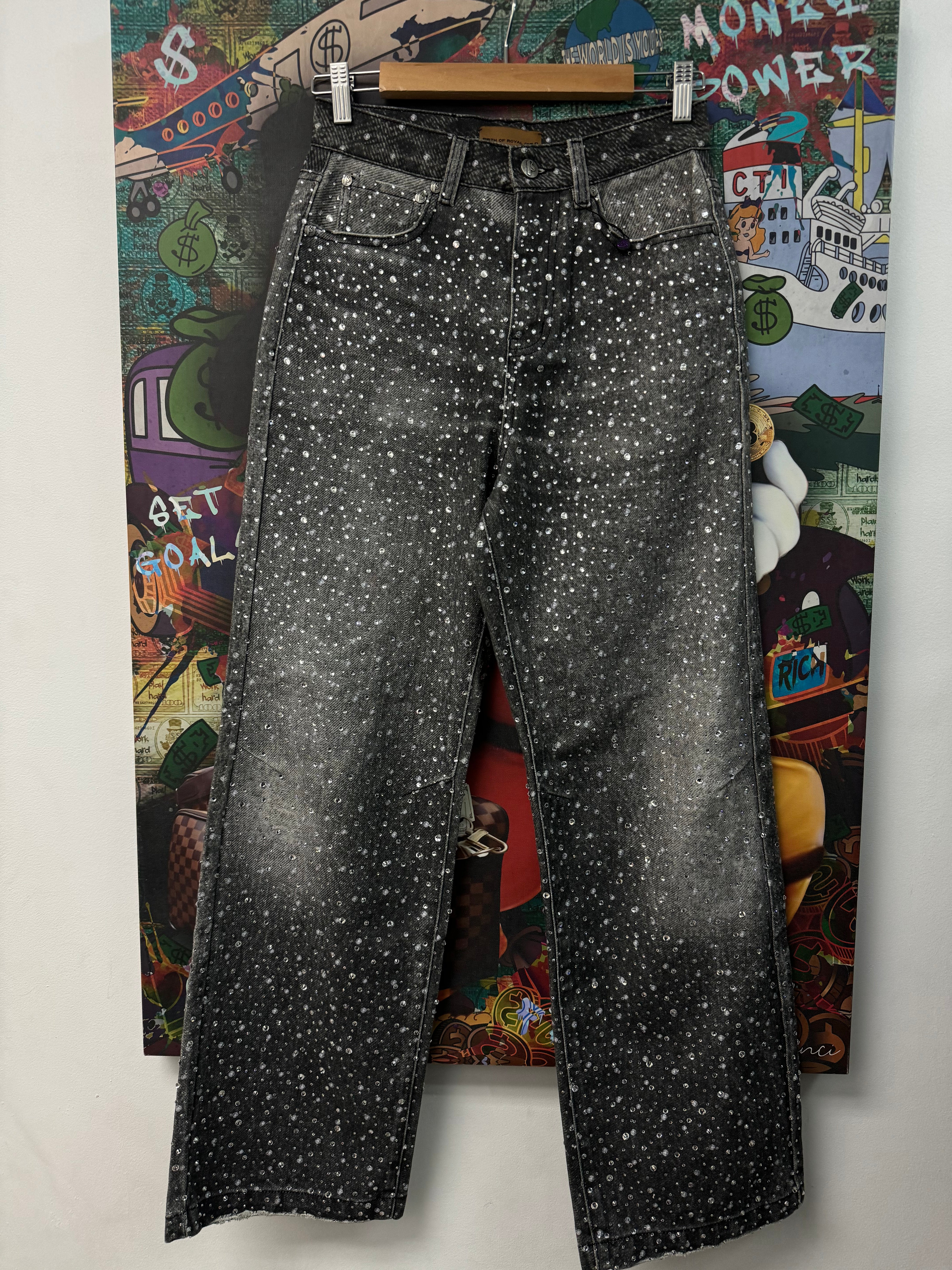Birth Of A Royal Child Diamond Boro Rhinestone Black Jeans
