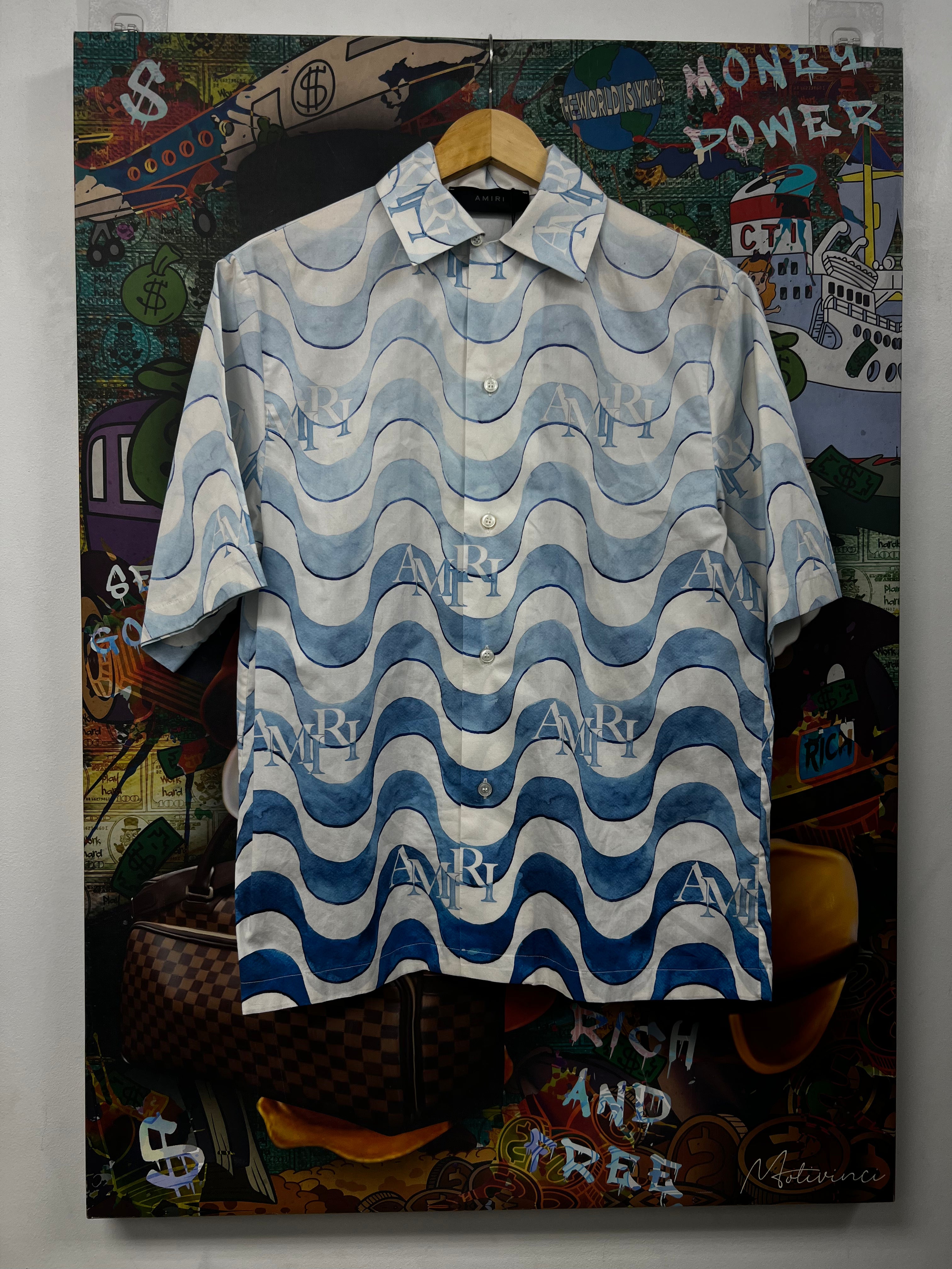 Amiri Baby Blue Staggered Button Up Shirt