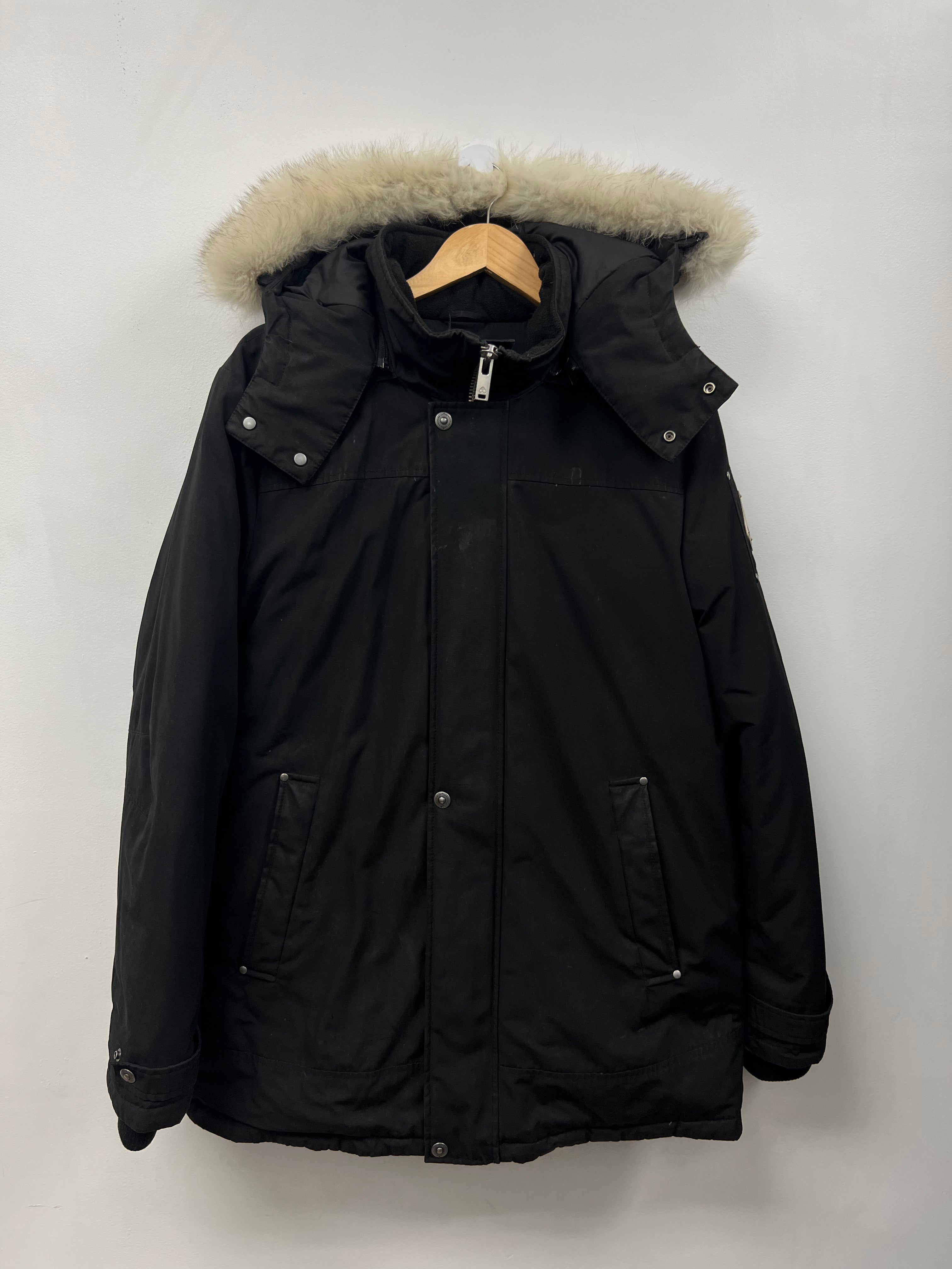 Moose Knuckles Black White Fur Parka Jacket