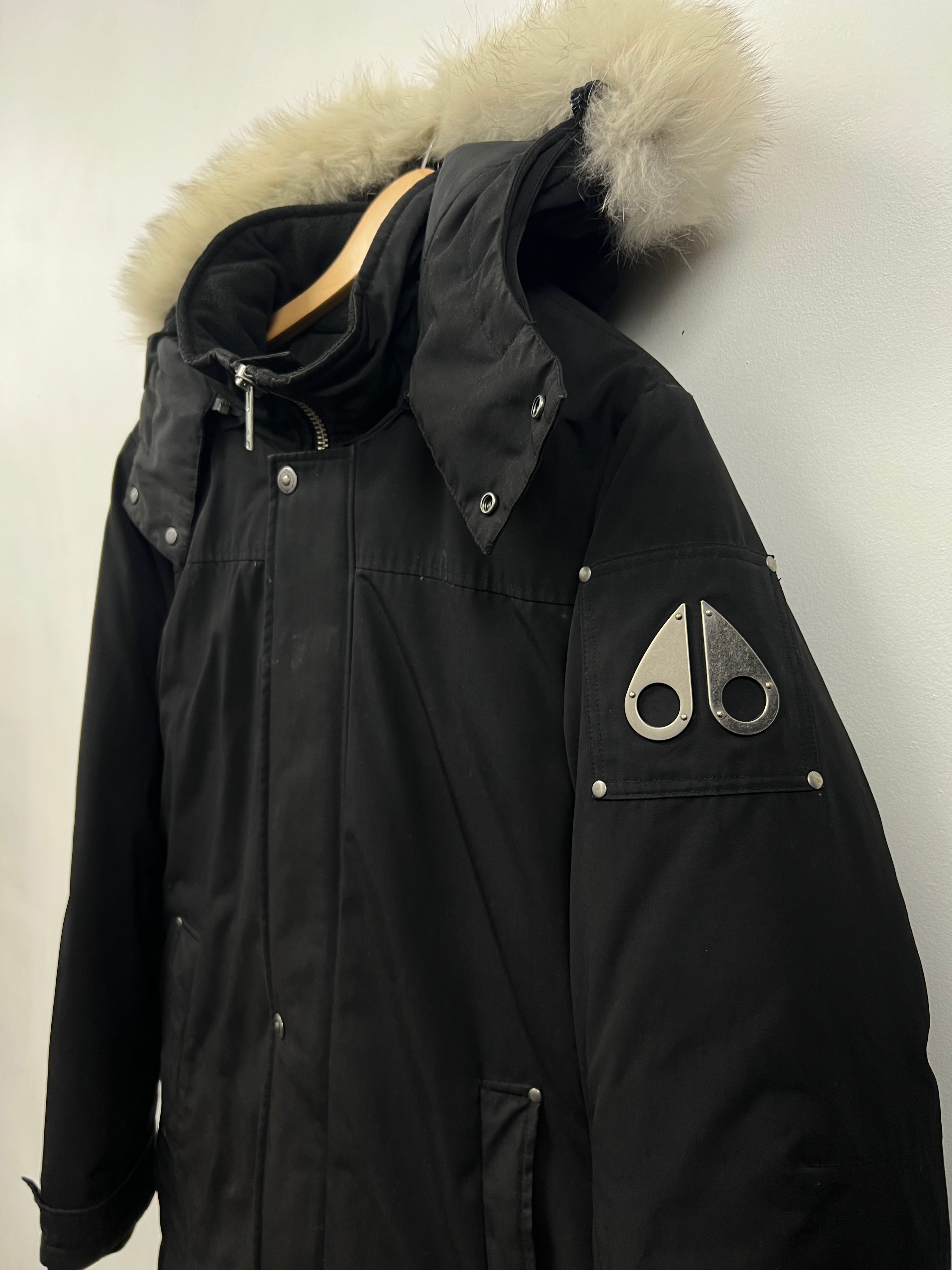 Moose Knuckles Black White Fur Parka Jacket