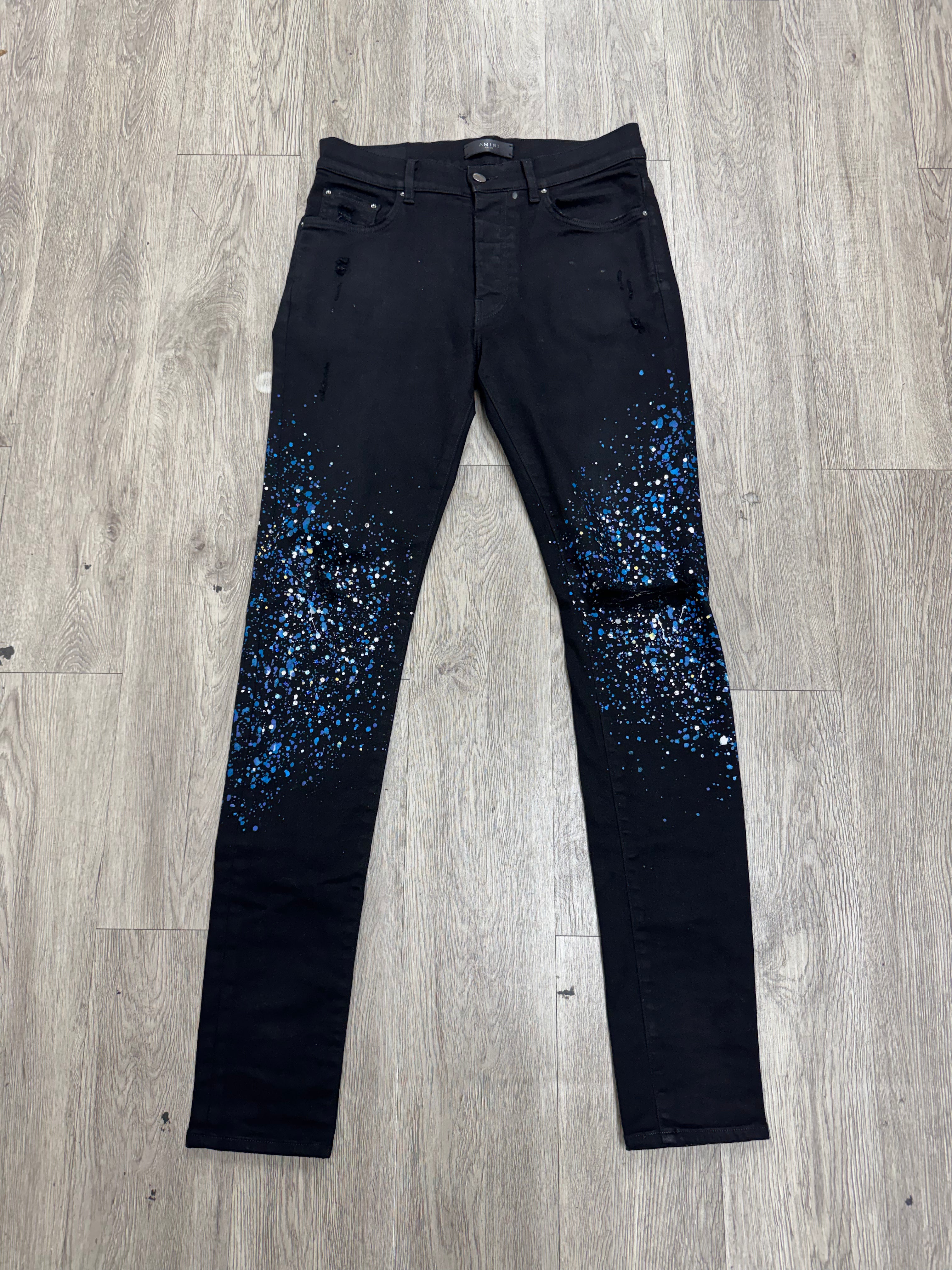 Amiri Black Crystal Splatter Jeans