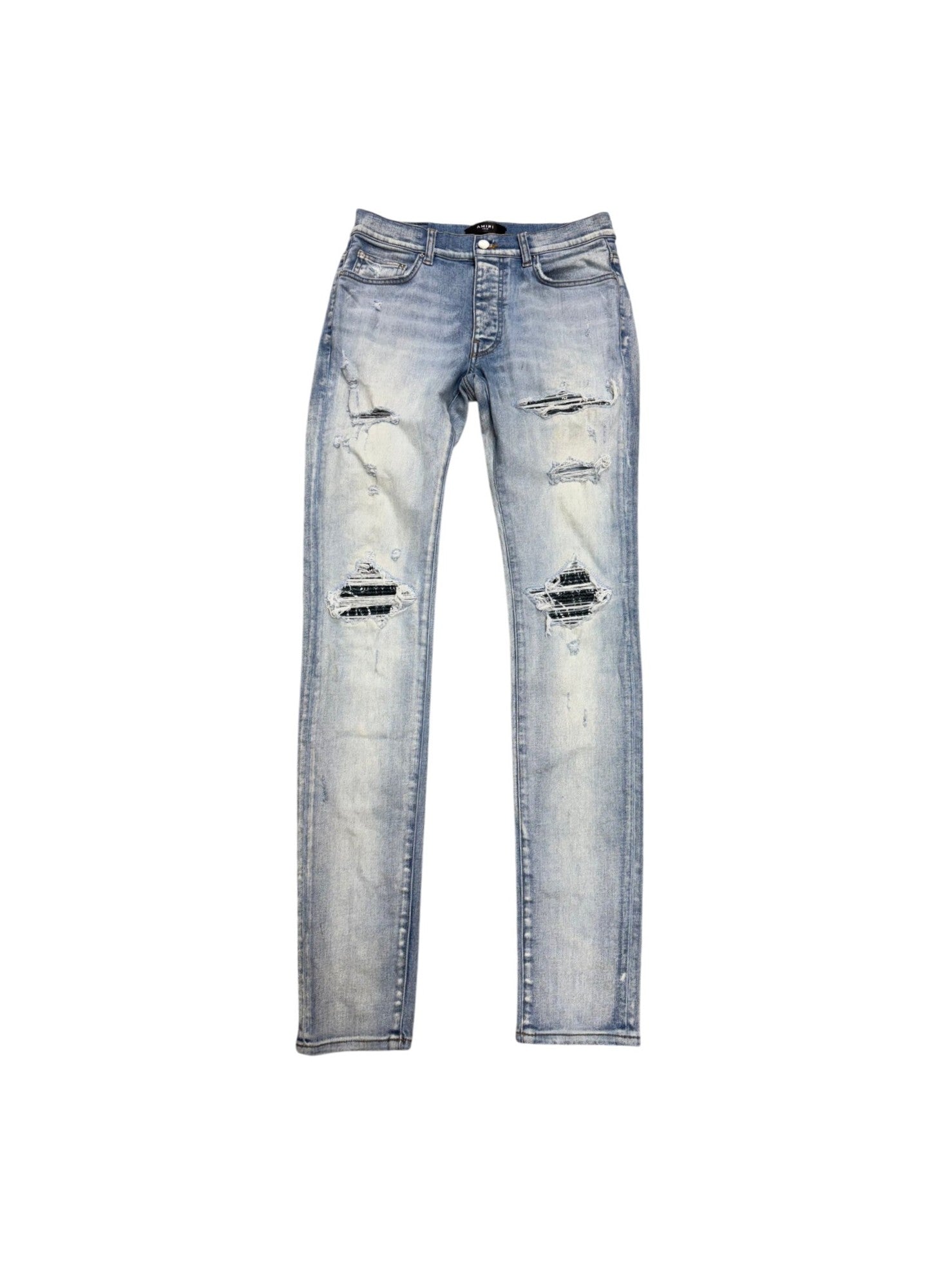 Amiri "MX1" Paisley Light Wash & Teal Jeans