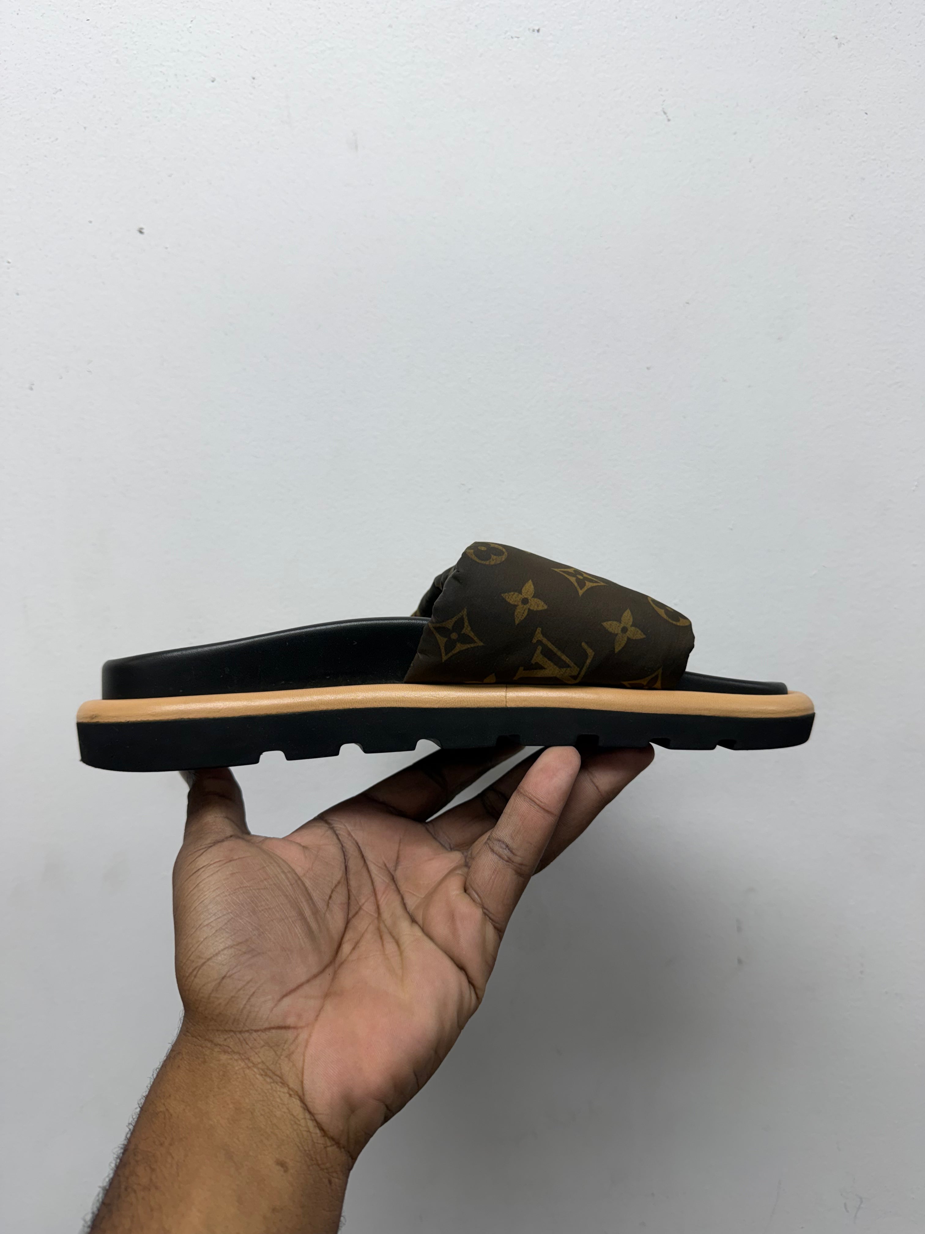 Louis Vuitton Brown Monogram Slides